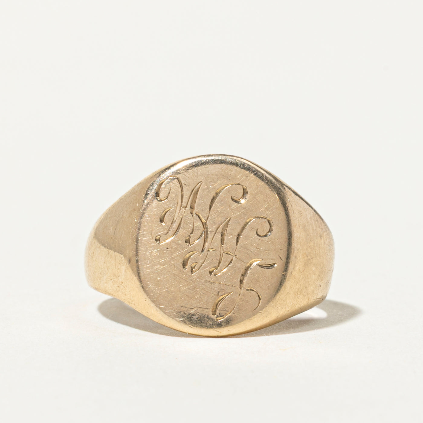 10k "WWJ" Initial Signet Ring | SZ 3.5