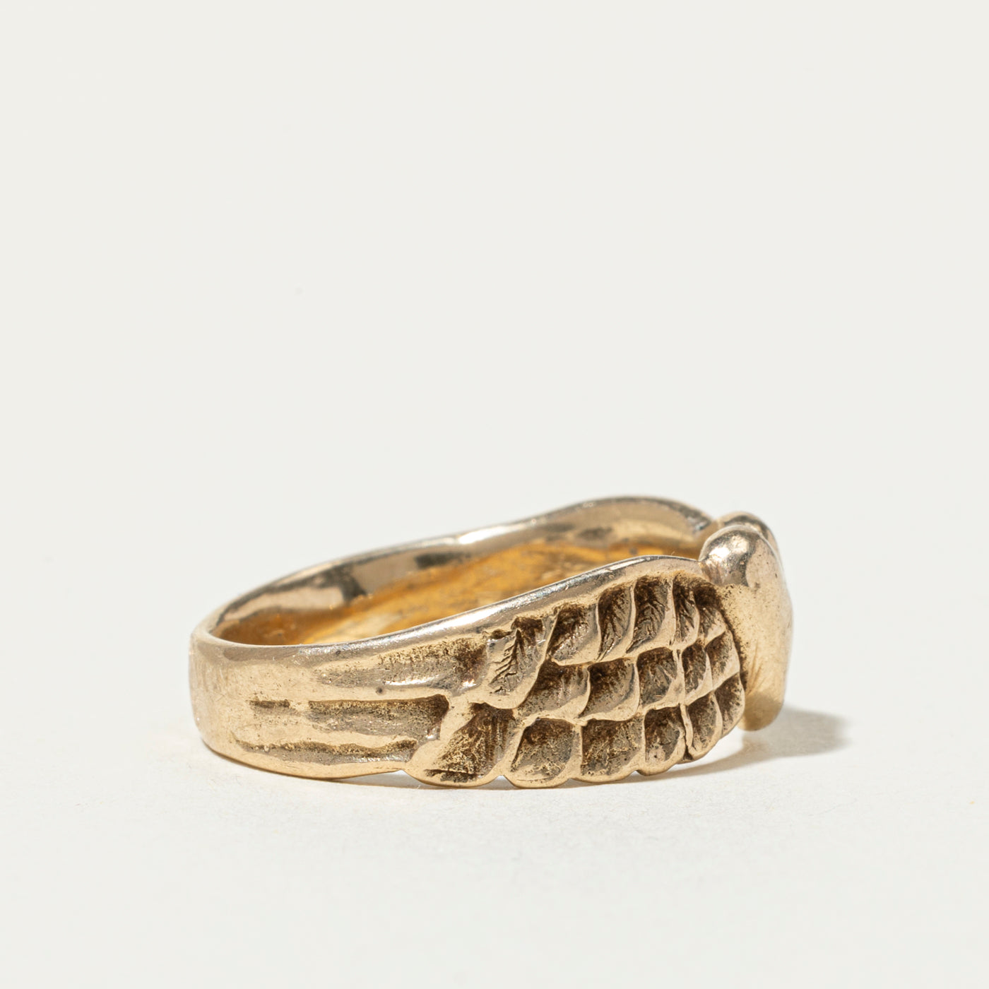 14k Heart Wing Textured Ring | SZ 7.25
