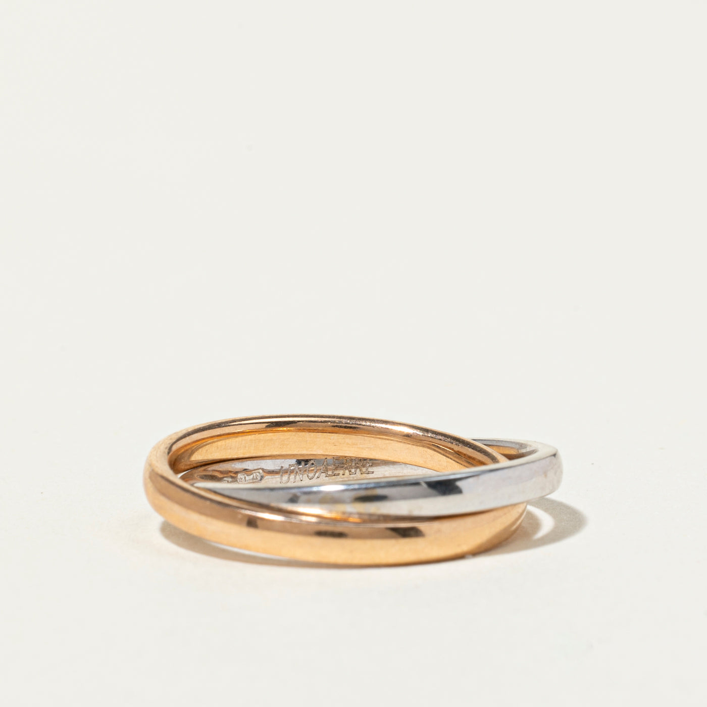 'Unoaerre' Italian 18k Tricolor Interlocking Band | SZ 7