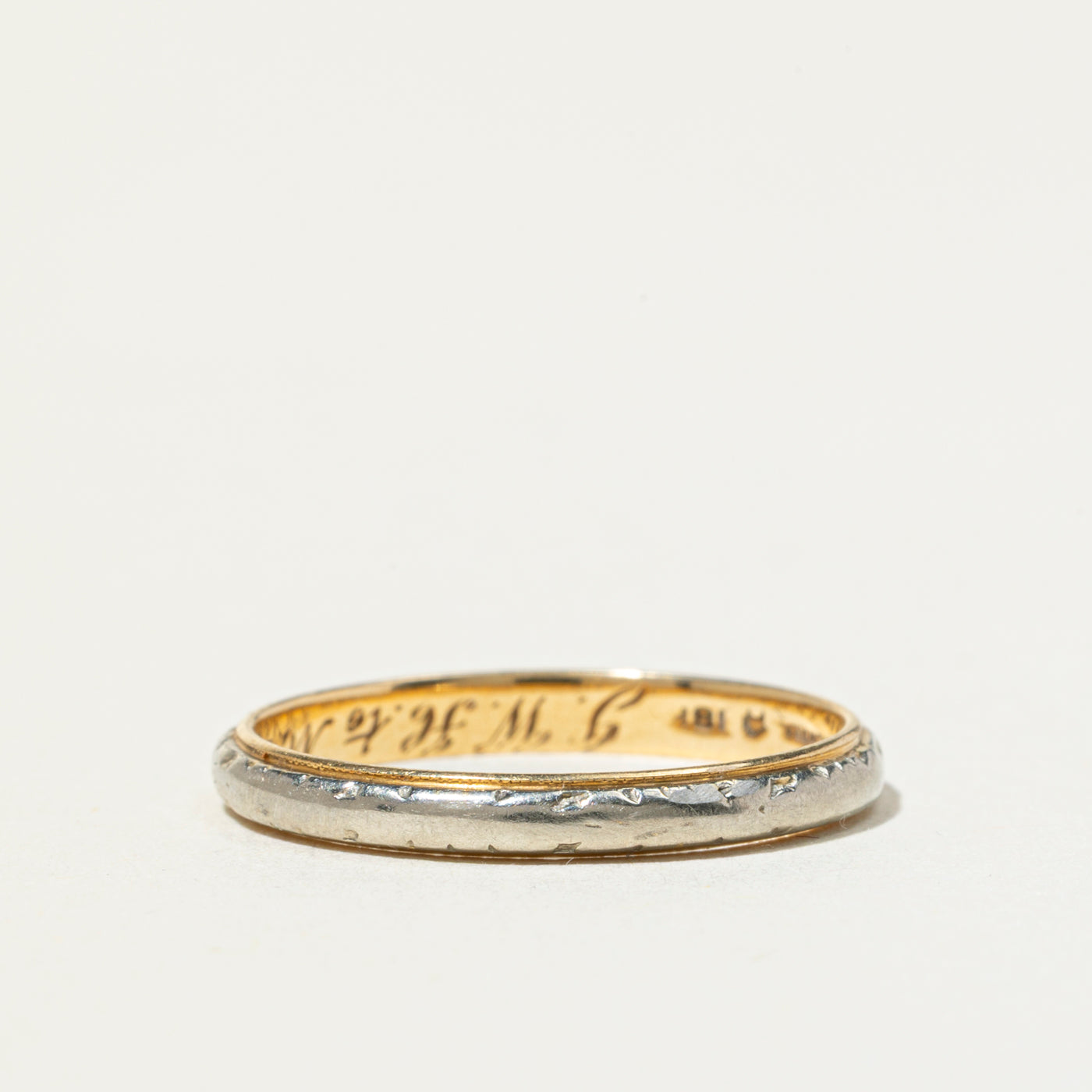 18k Two Tone Gold Engraved Band | 2mm | SZ 7.25