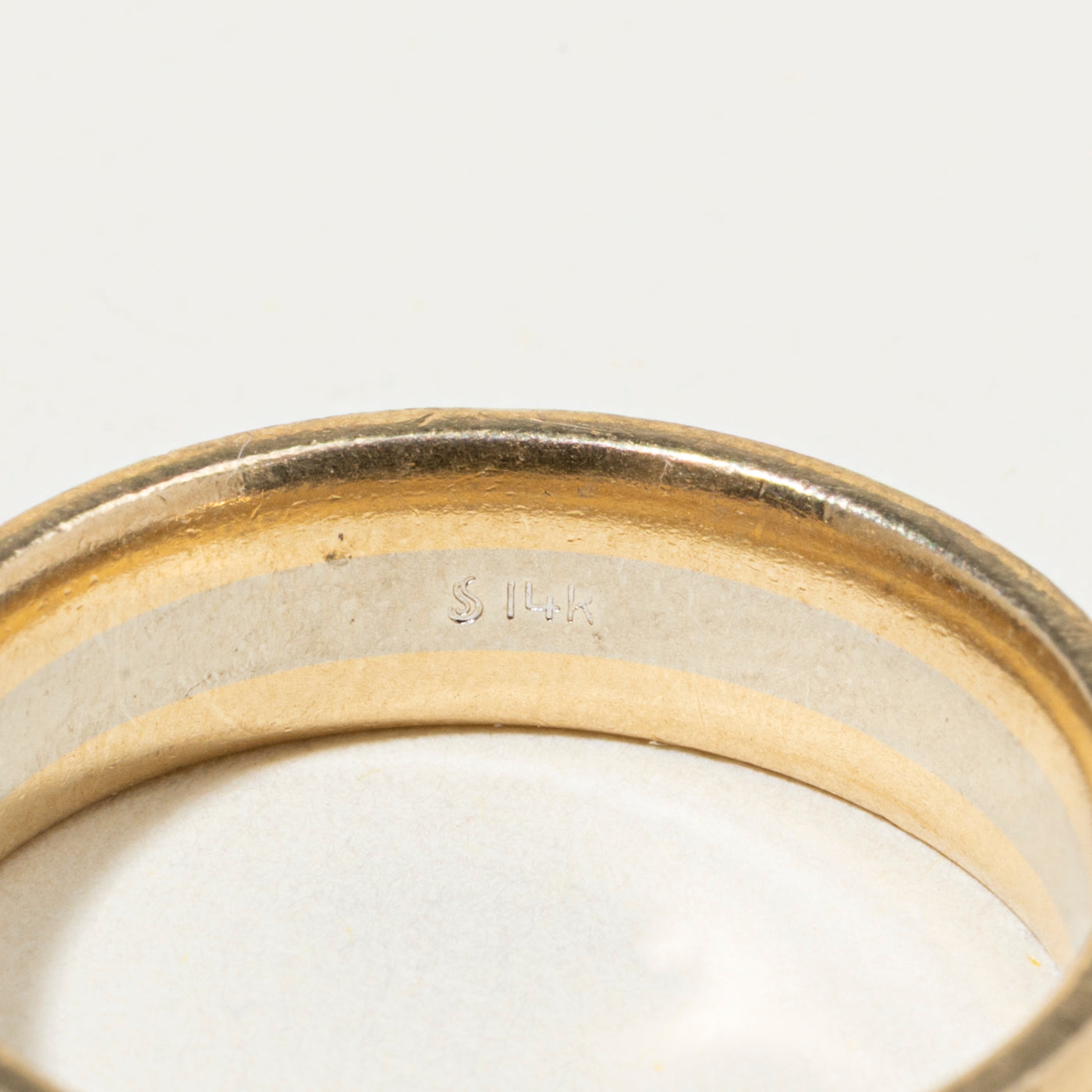 14k Two Tone Gold Milgrain Grooved Band | 6mm | SZ 8.5