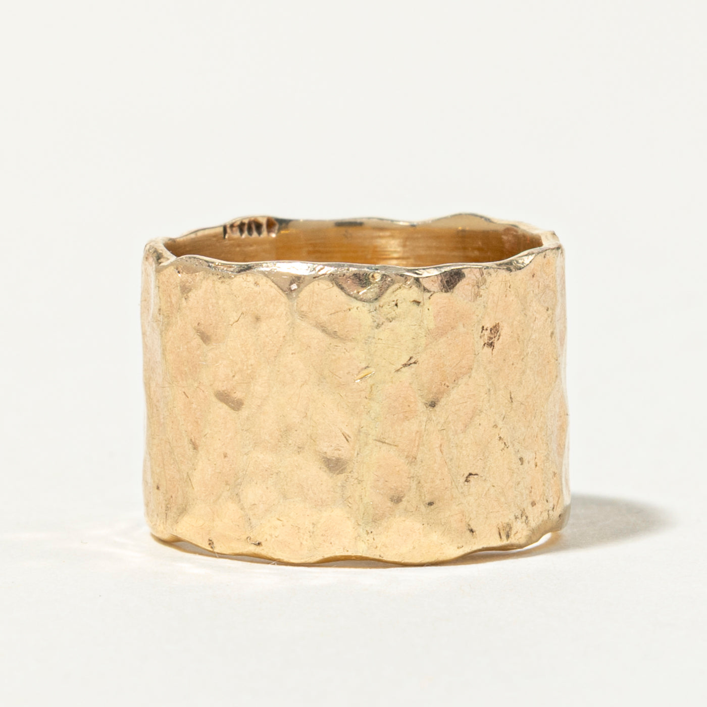 14k Hammered Wide Cigar Band | 13mm | SZ 5