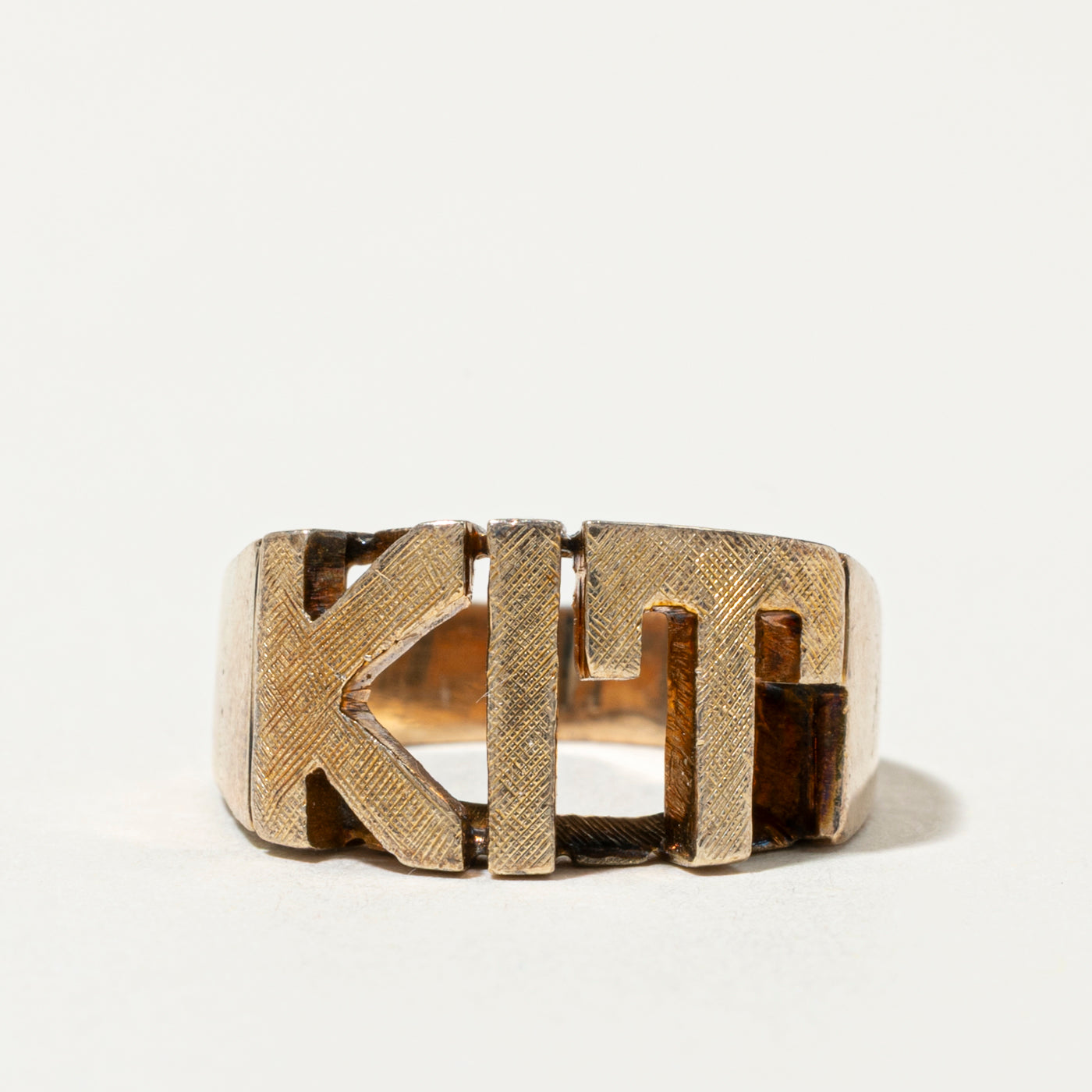 10k "KIT" Initial Textured Ring | SZ 6