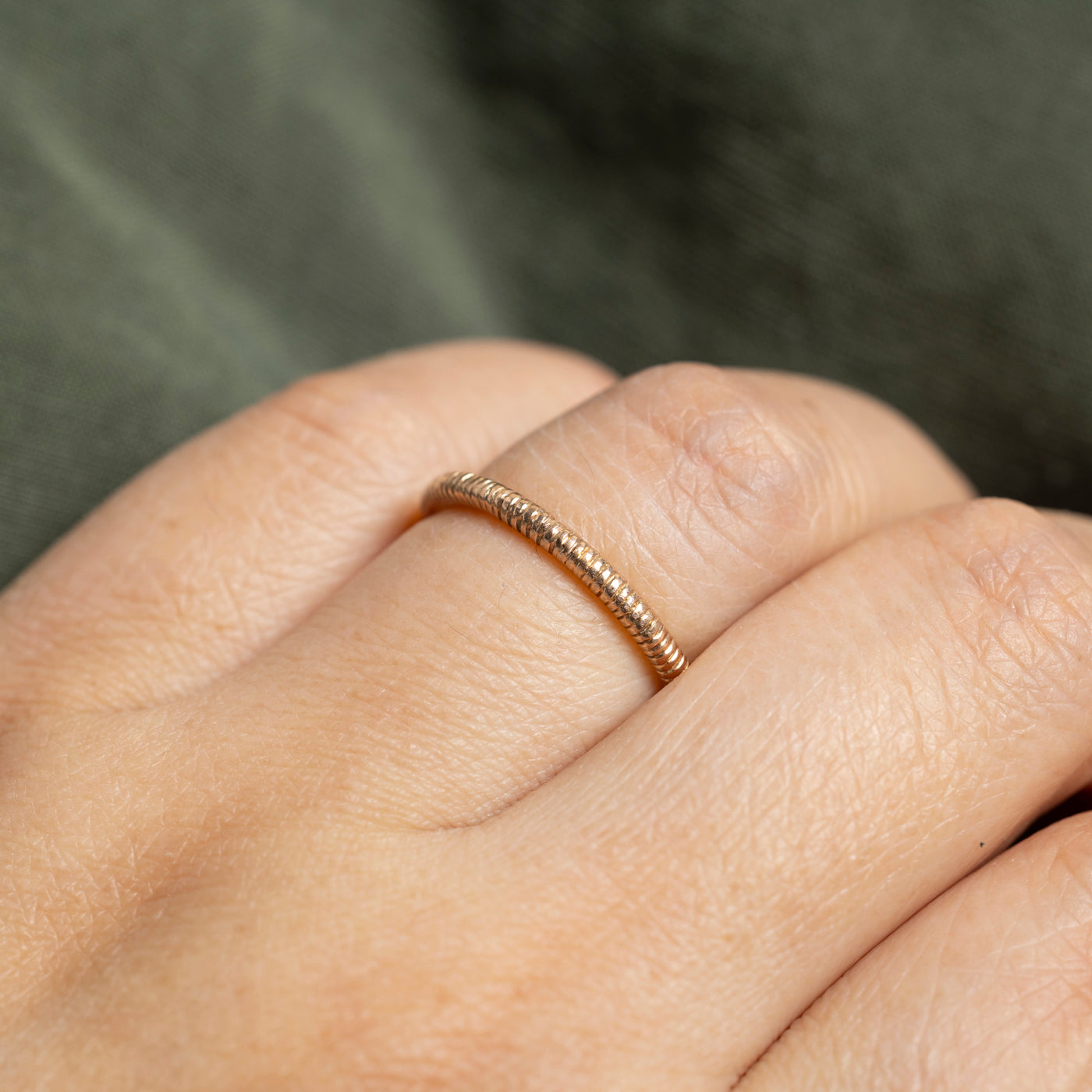 14k Rose Gold Fluted Thin Stacking Band | 1mm | SZ 7