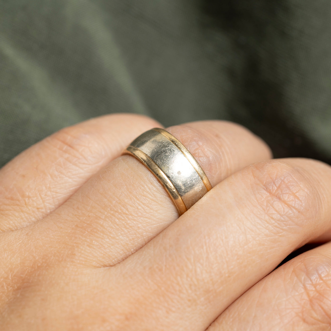 14k Two Tone Gold Thick Band | 8mm | SZ 6