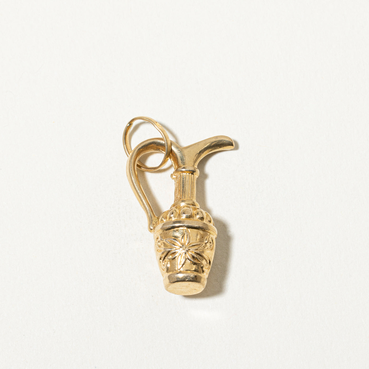 18k Floral Engraved Pitcher Charm