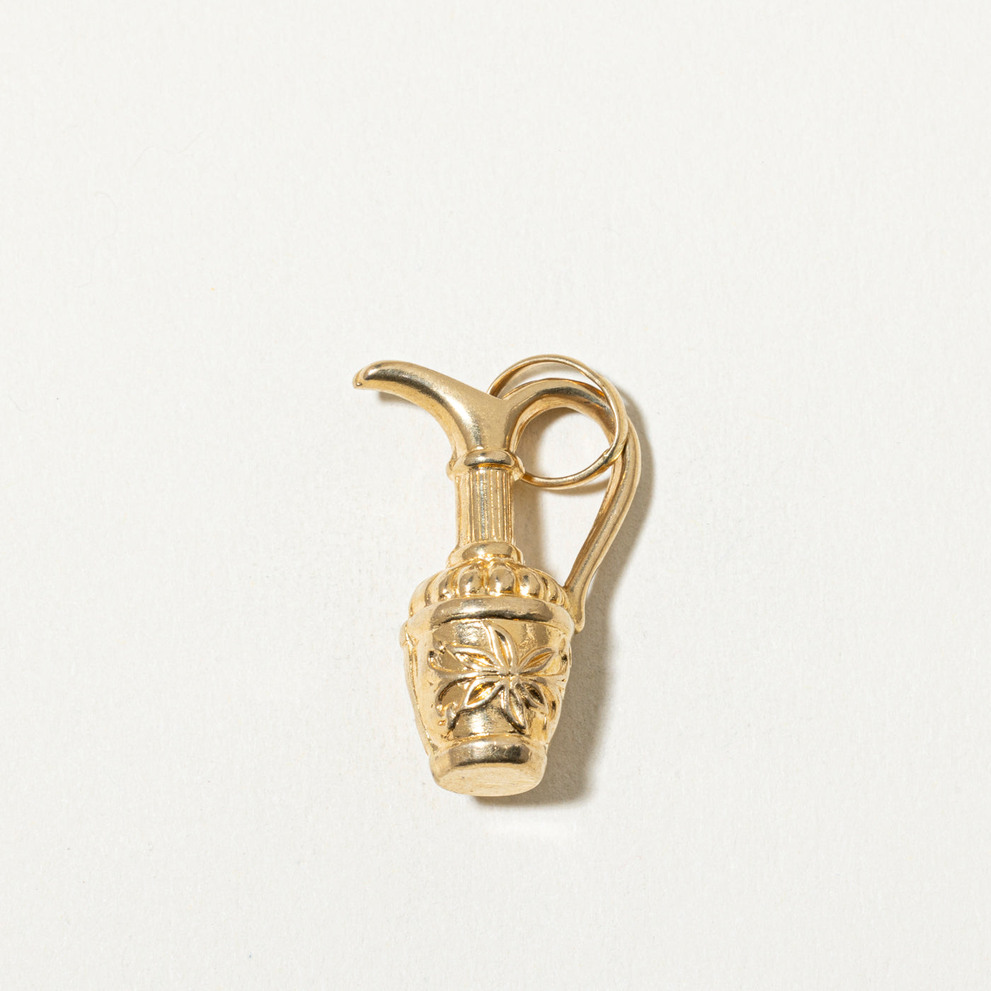 18k Floral Engraved Pitcher Charm