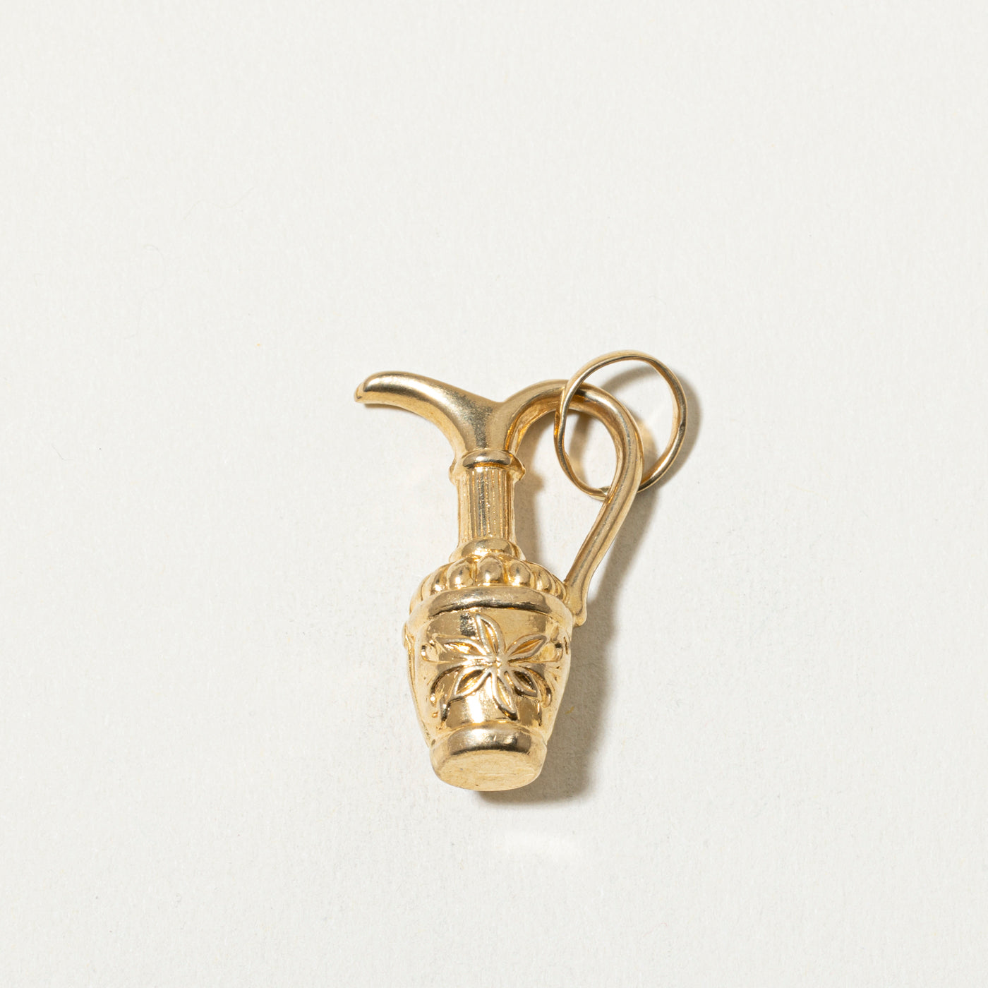 18k Floral Engraved Pitcher Charm