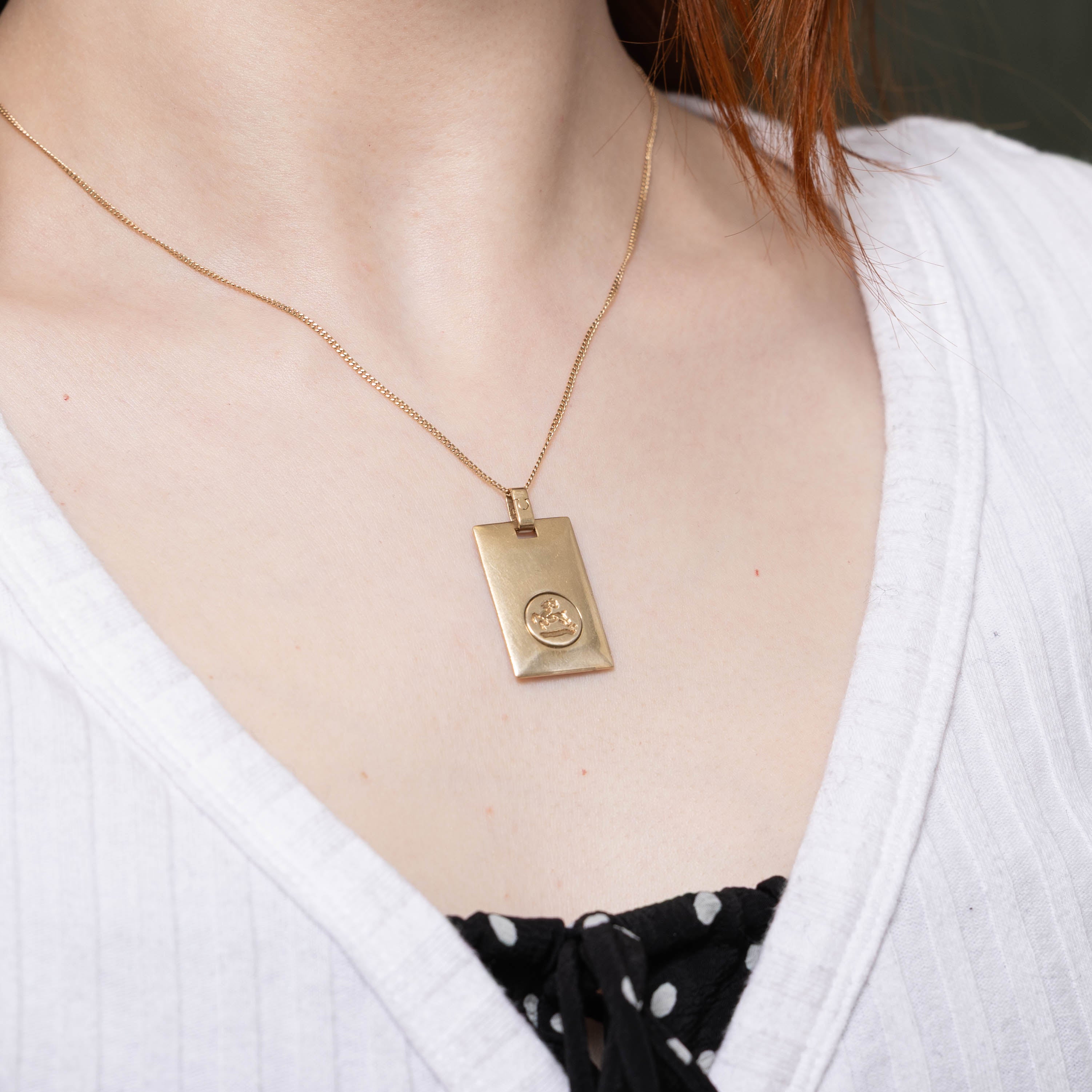 10k Aries Zodiac Tag Pendant