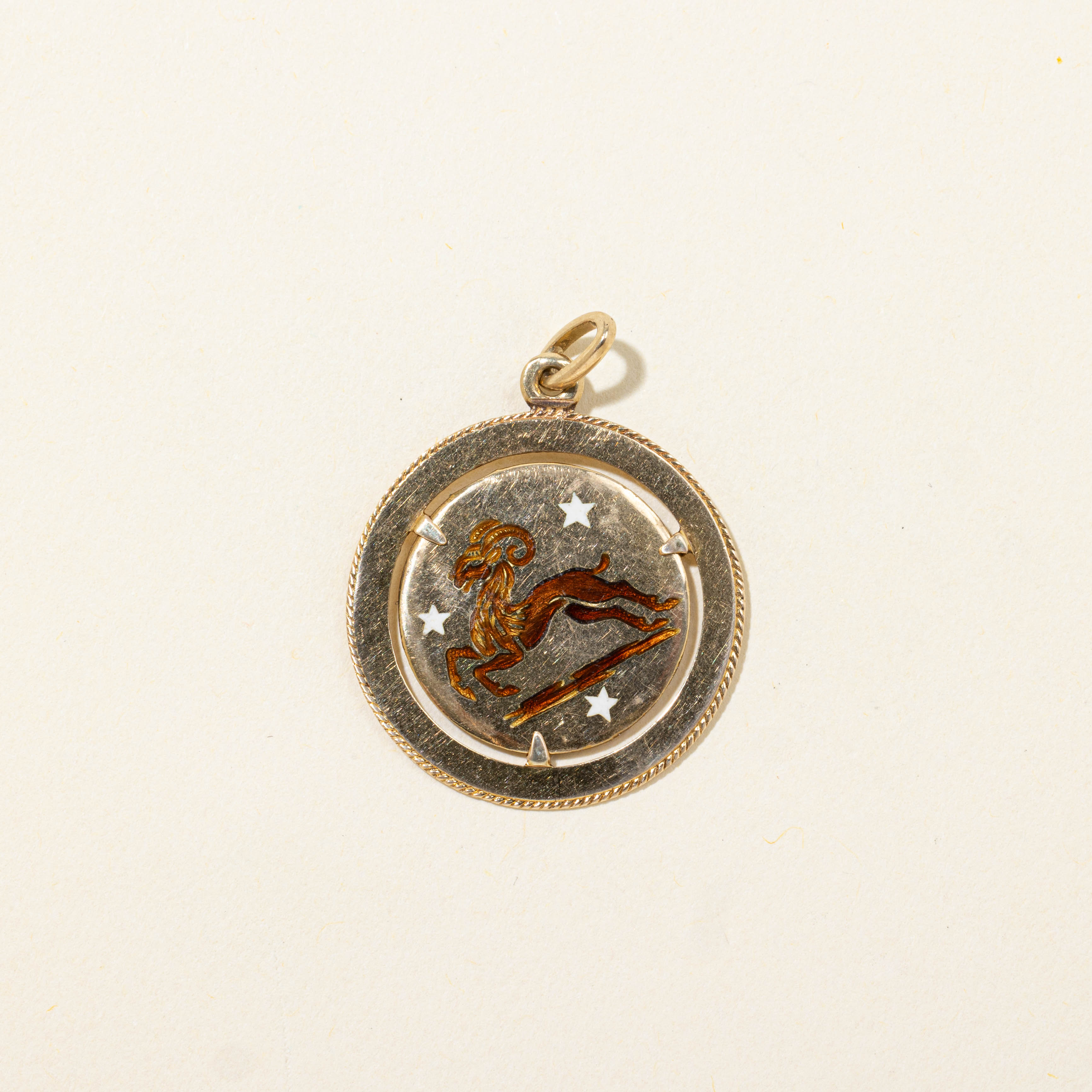 Vintage Italian 18k Aries Zodiac Pendant