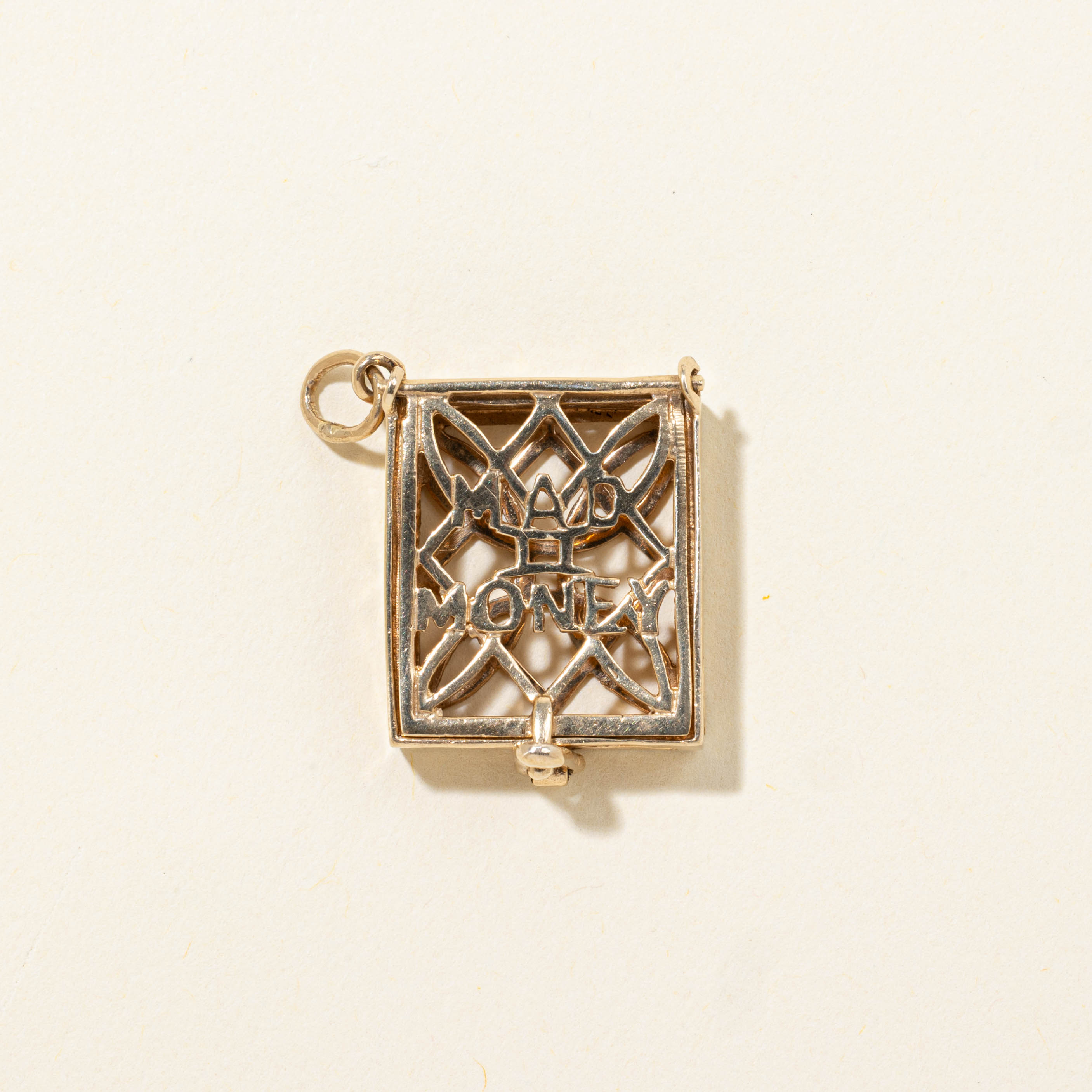 10k "Mad Money" Openwork Box Charm