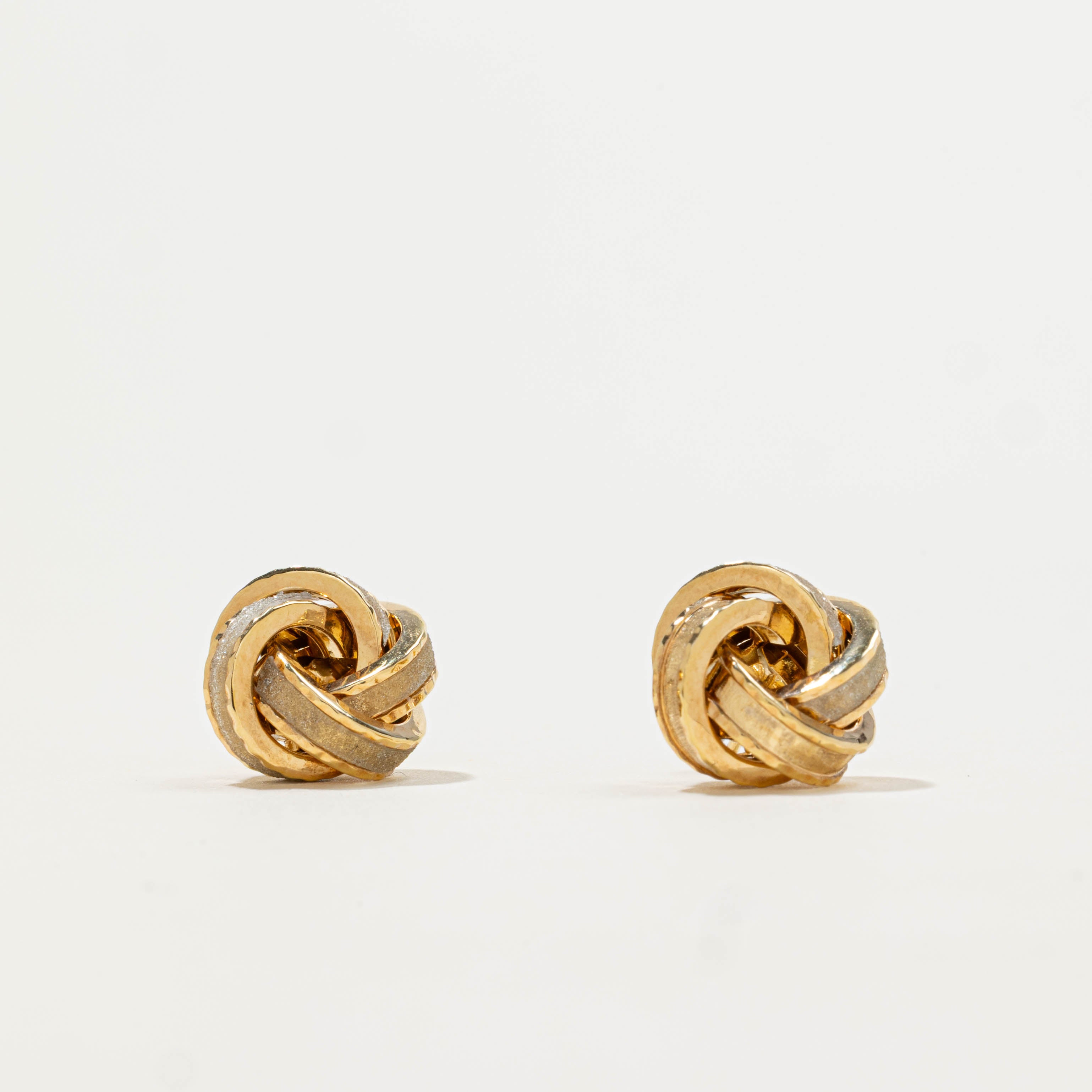 14k Two Tone Knot Earrings