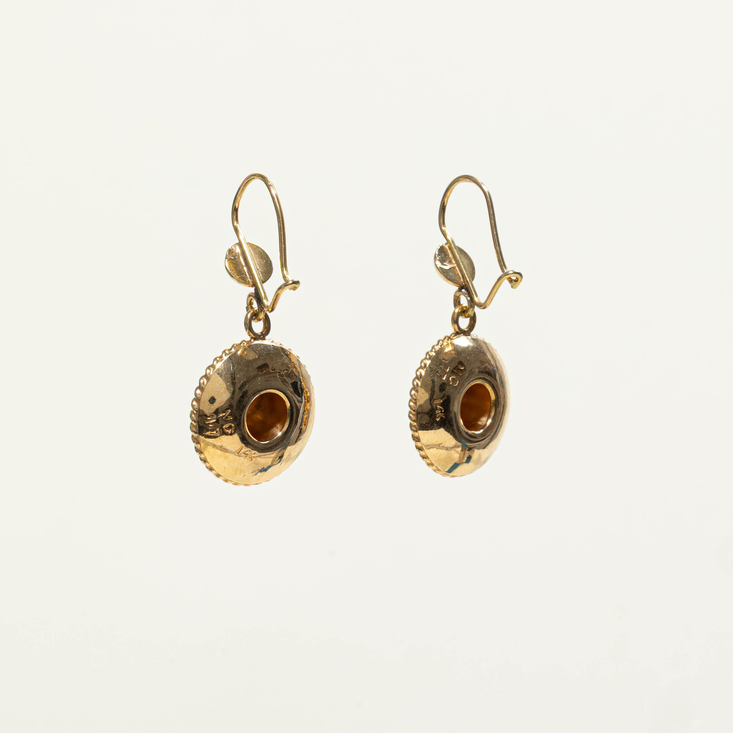 14k Engraved Sombrero Drop Earrings