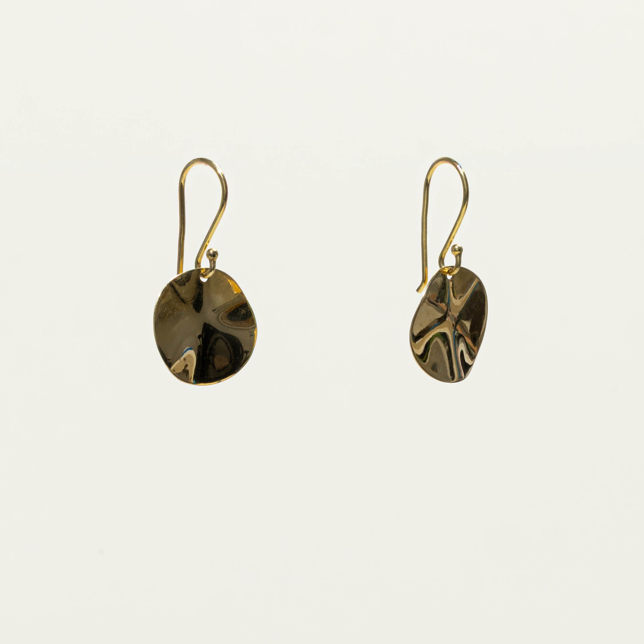 18k Hammered Circle Drop Earrings