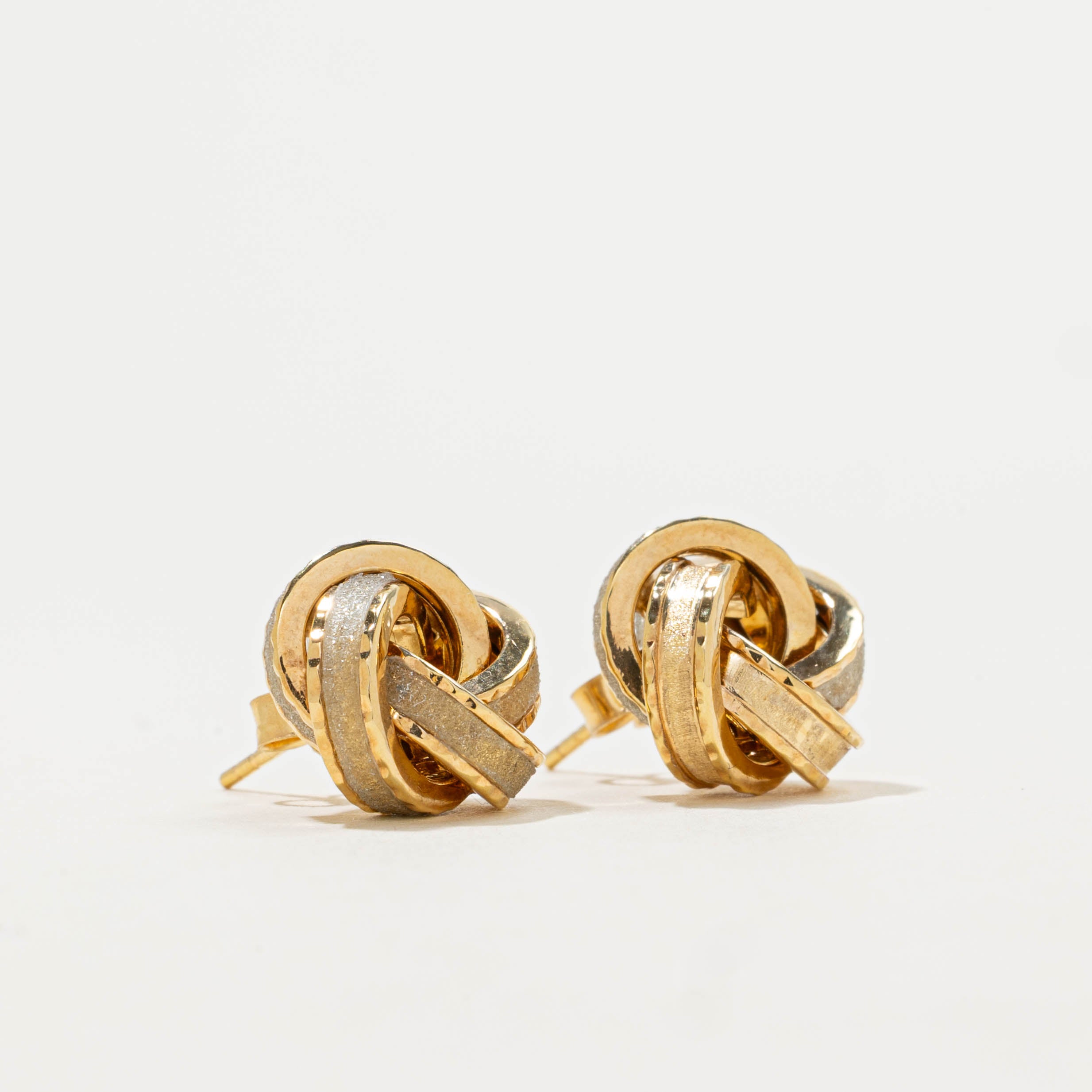 14k Two Tone Knot Earrings
