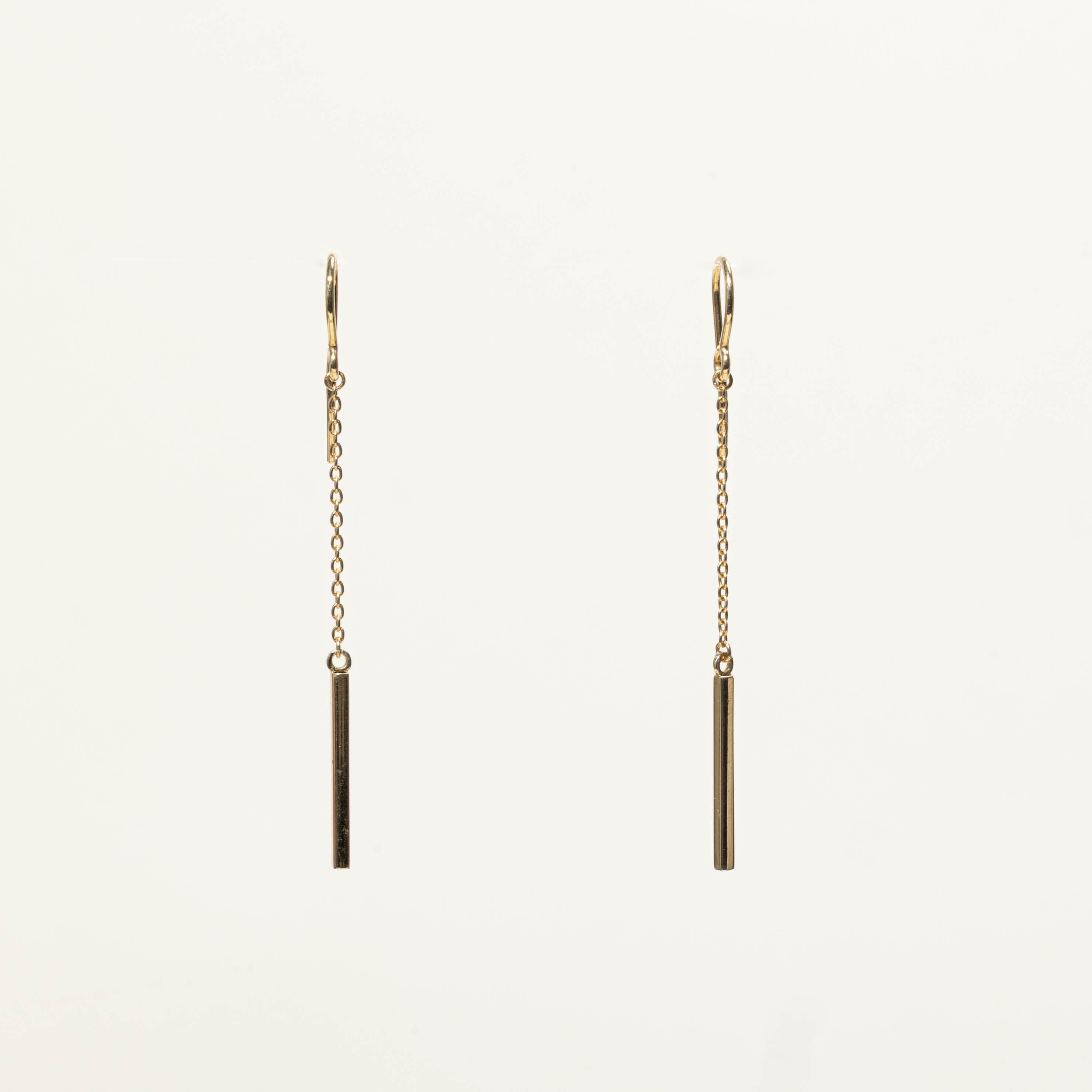 10k Bar Chain Drop Earrings