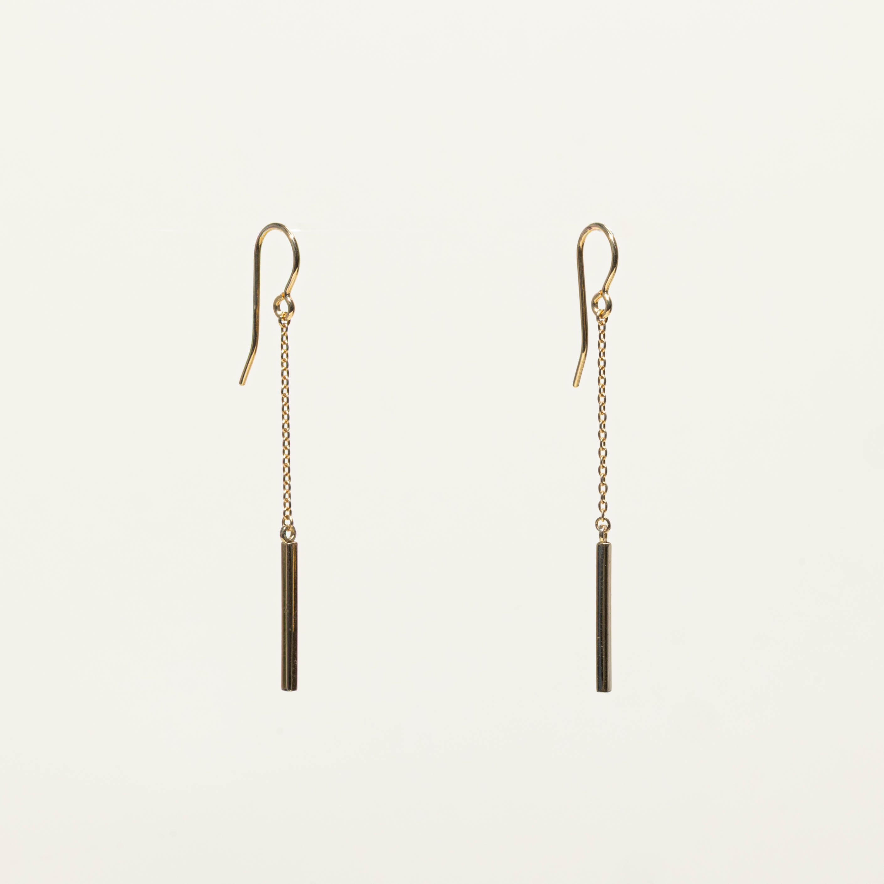 10k Bar Chain Drop Earrings