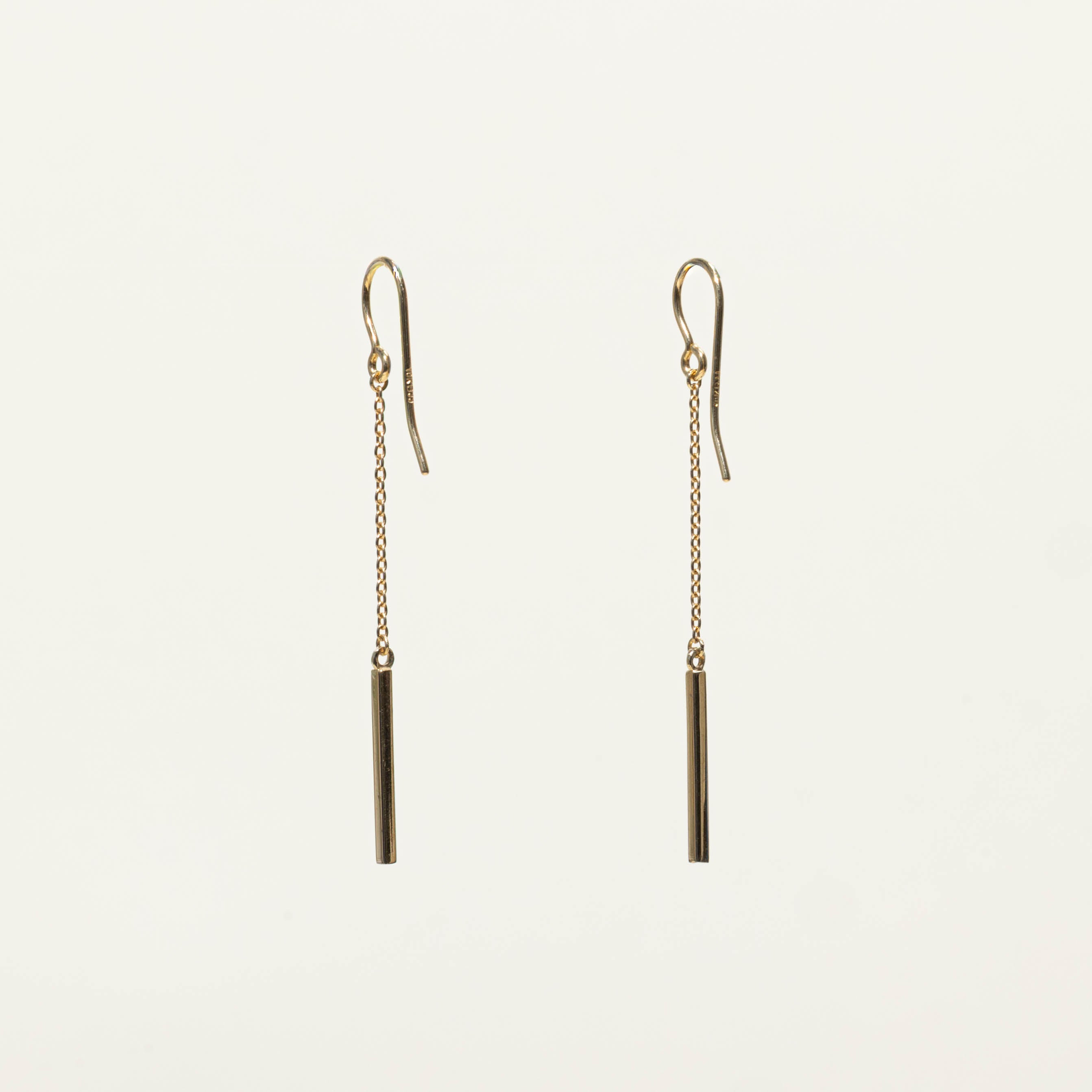 10k Bar Chain Drop Earrings