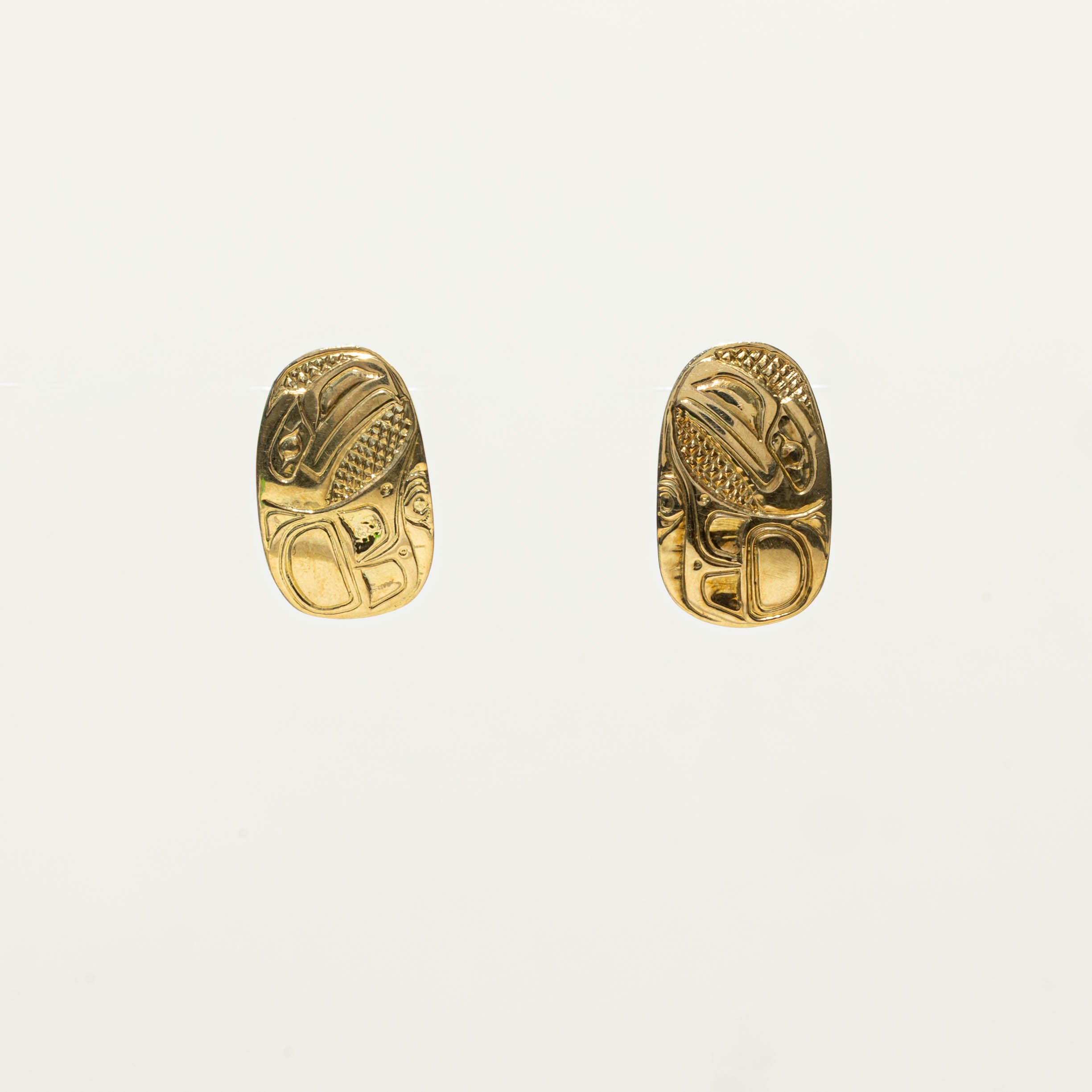 1991 18k Indigenous Engraved Earrings
