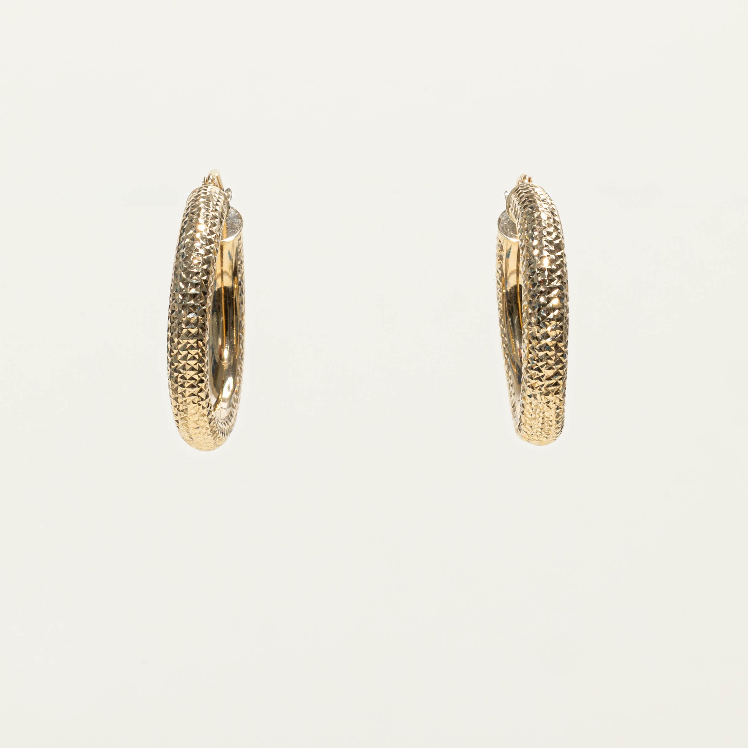 14k Diamond Cut Hoop Earrings