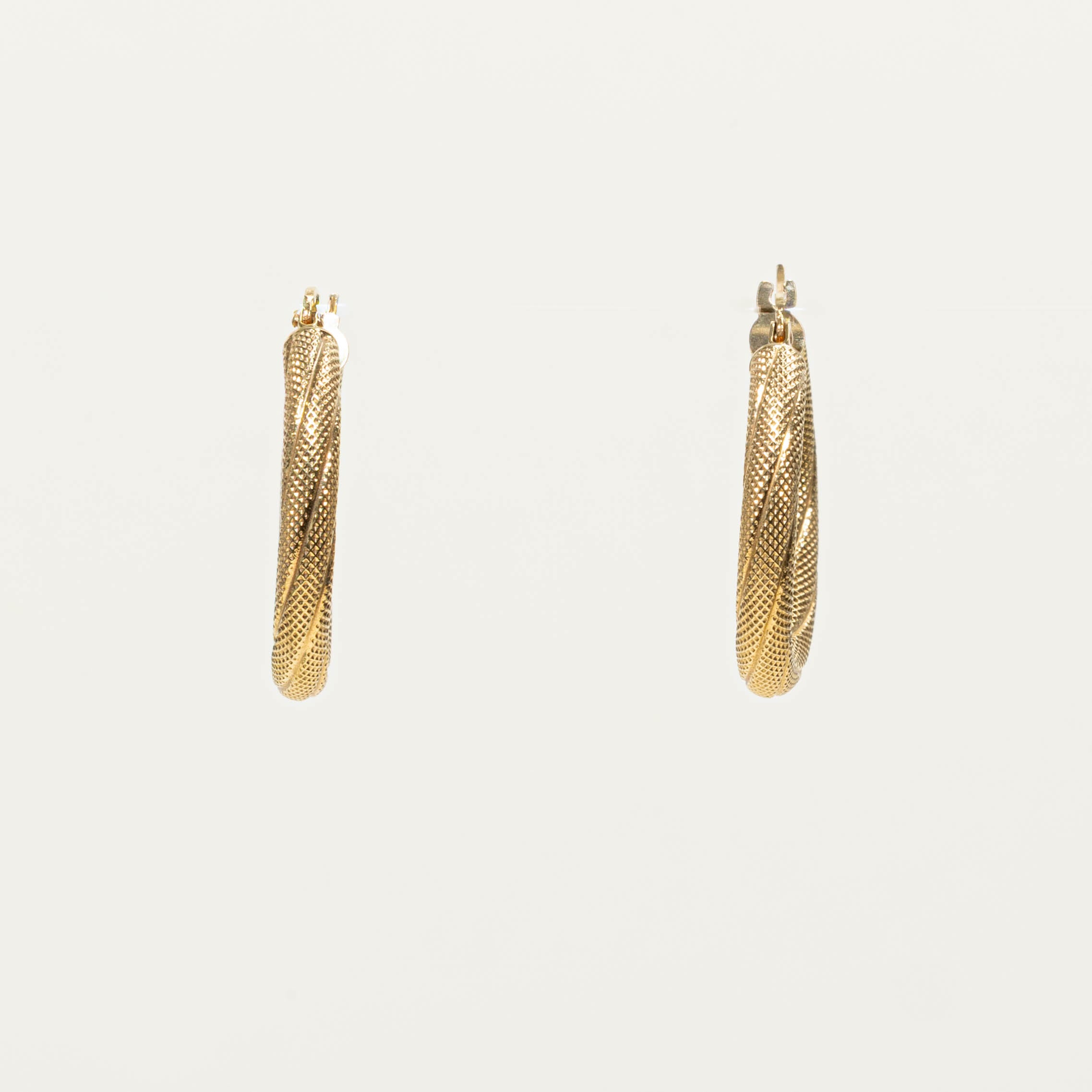 14k Snakeskin Textured Hoop Earrings