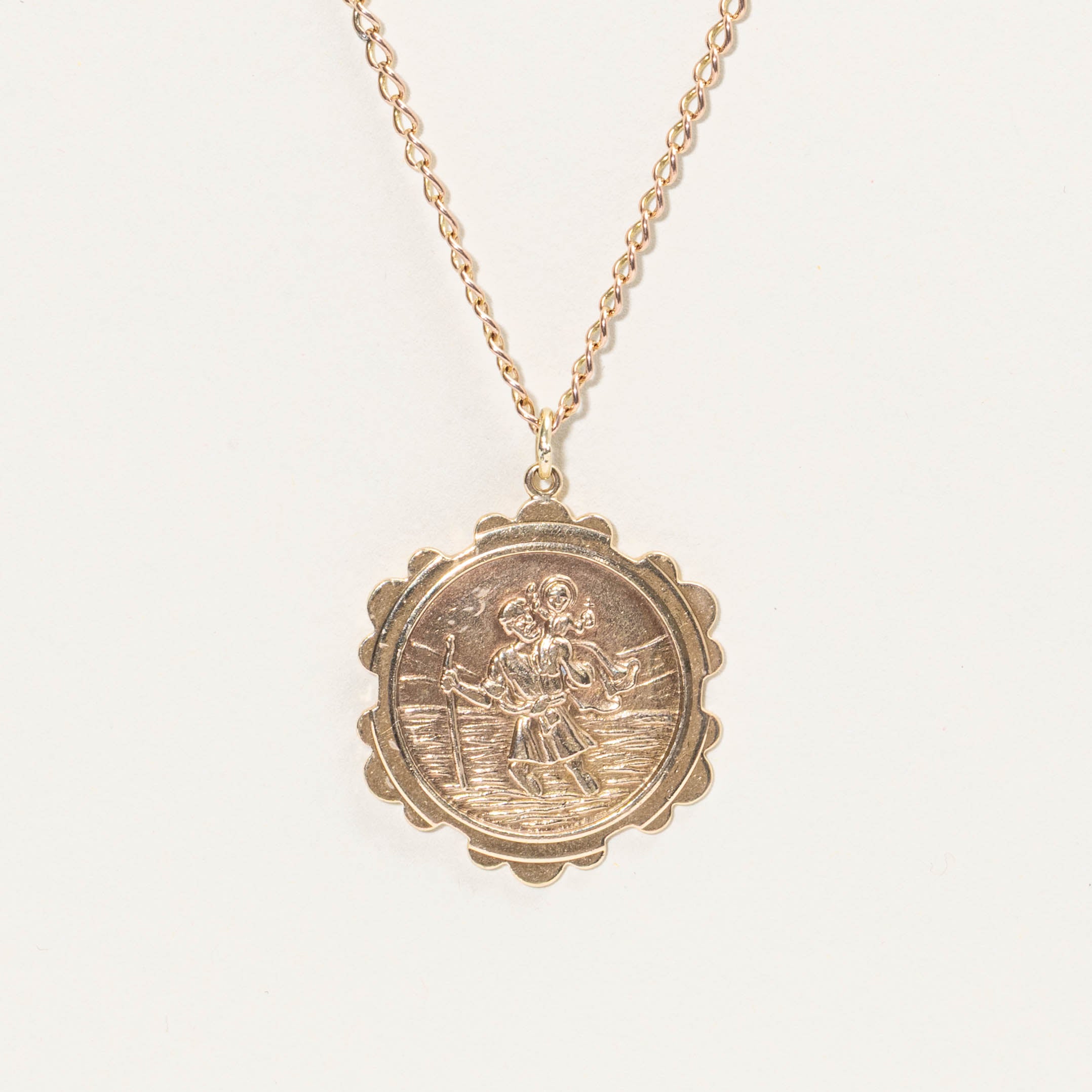 1973 London 9k St. Christopher Medallion Necklace | 27"