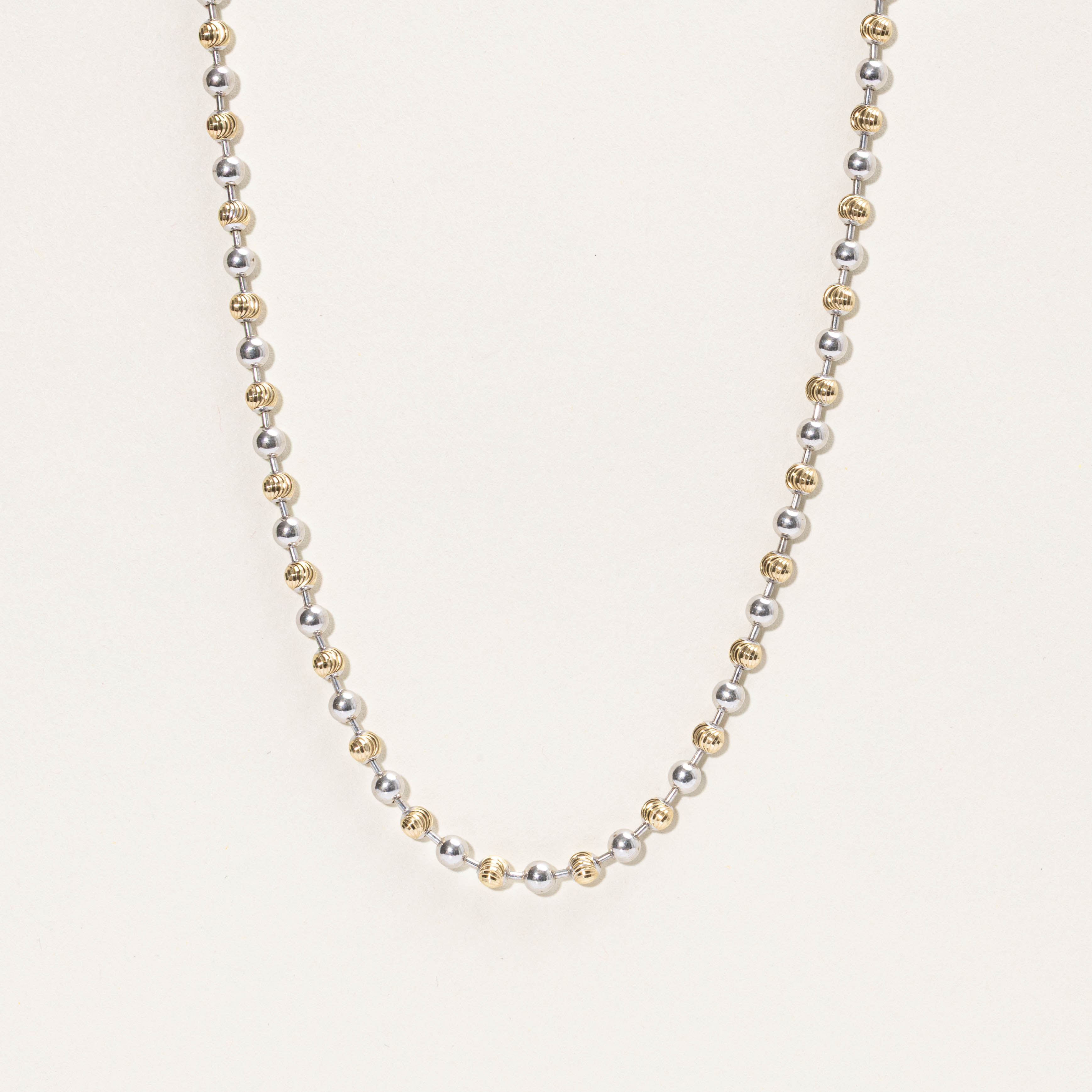 10k Two Tone Gold Bead Chain | 3.75mm | 26"