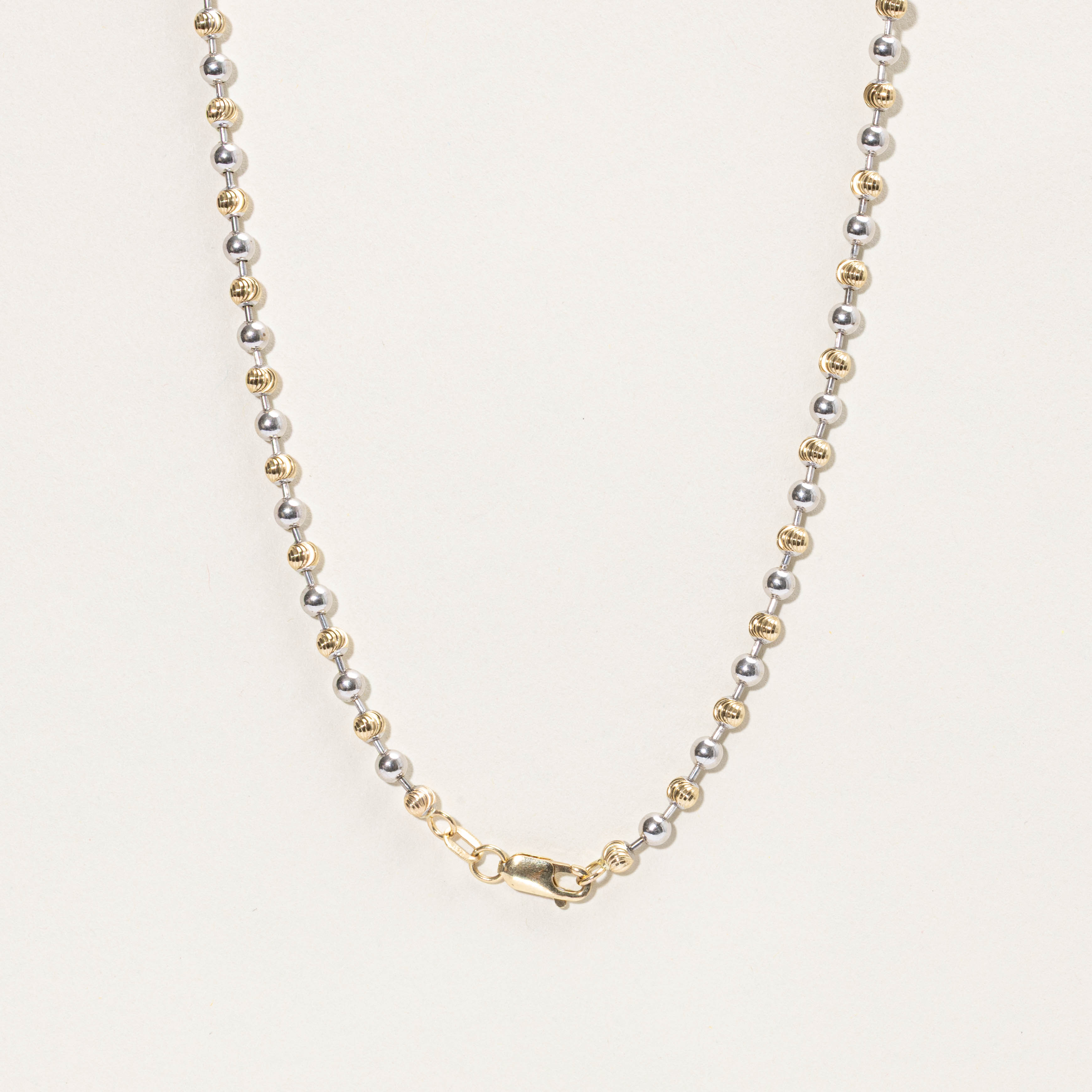 10k Two Tone Gold Bead Chain | 3.75mm | 26"