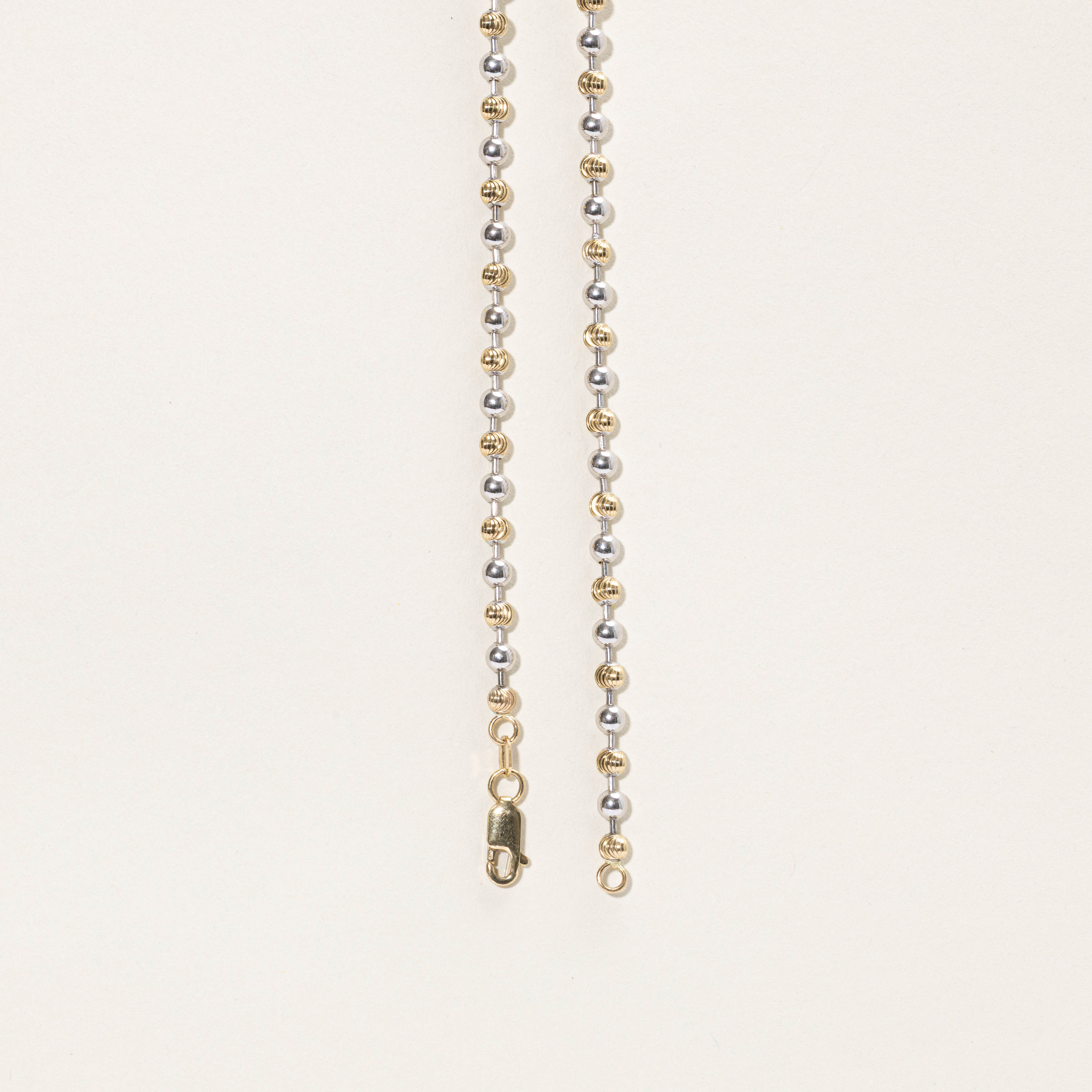 10k Two Tone Gold Bead Chain | 3.75mm | 26"