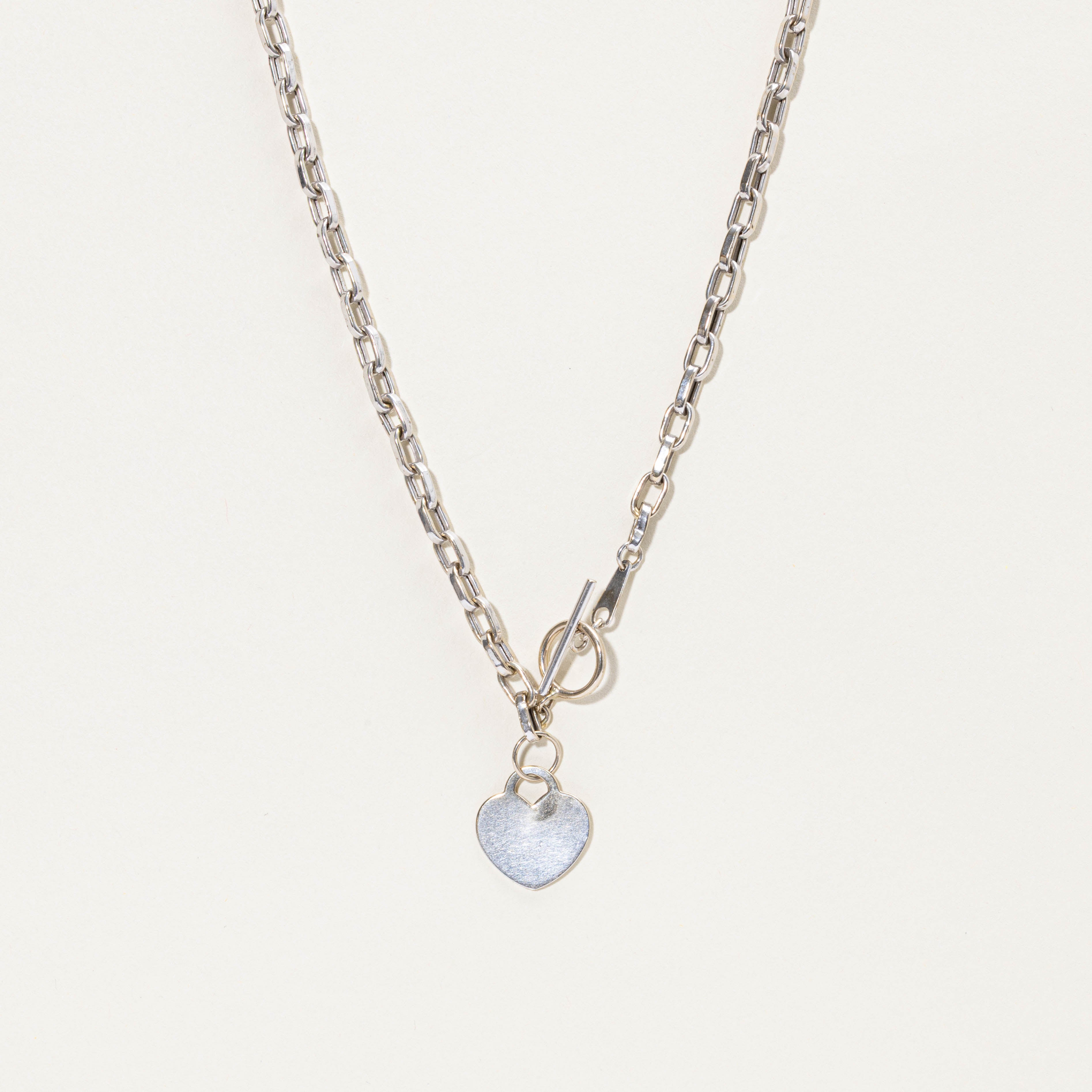 10k Heart Charm Toogle Clasp Necklace | 18"