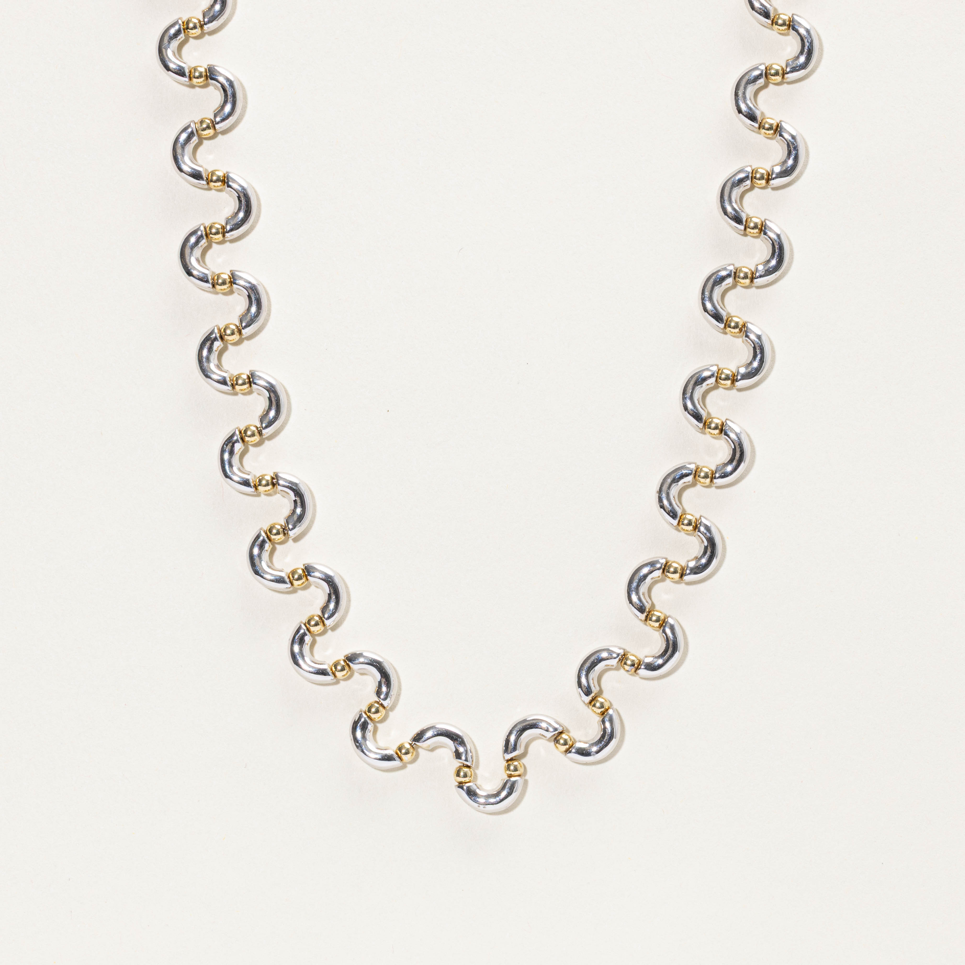 14k Two-Tone Swirl Necklace | 17"