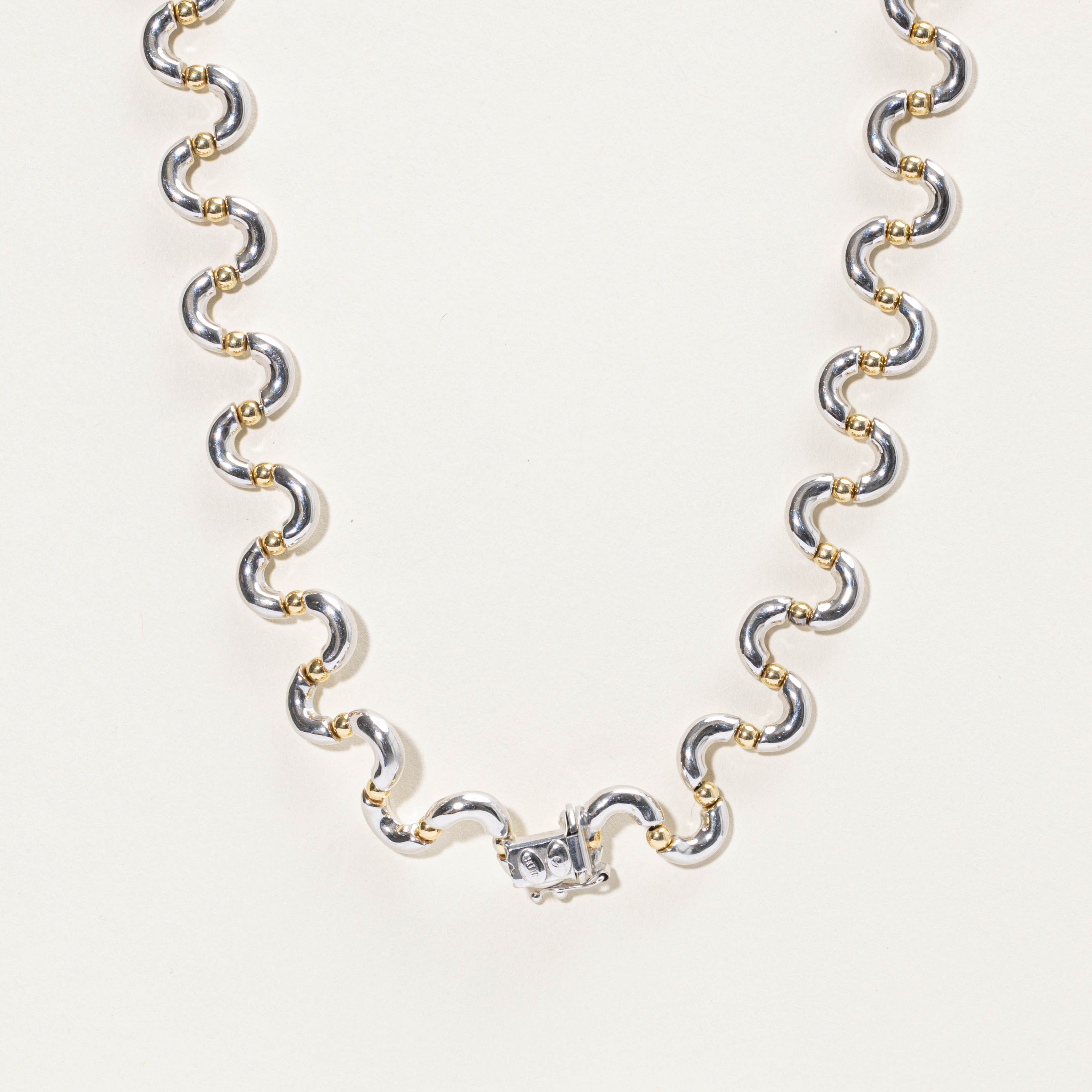 14k Two-Tone Swirl Necklace | 17"