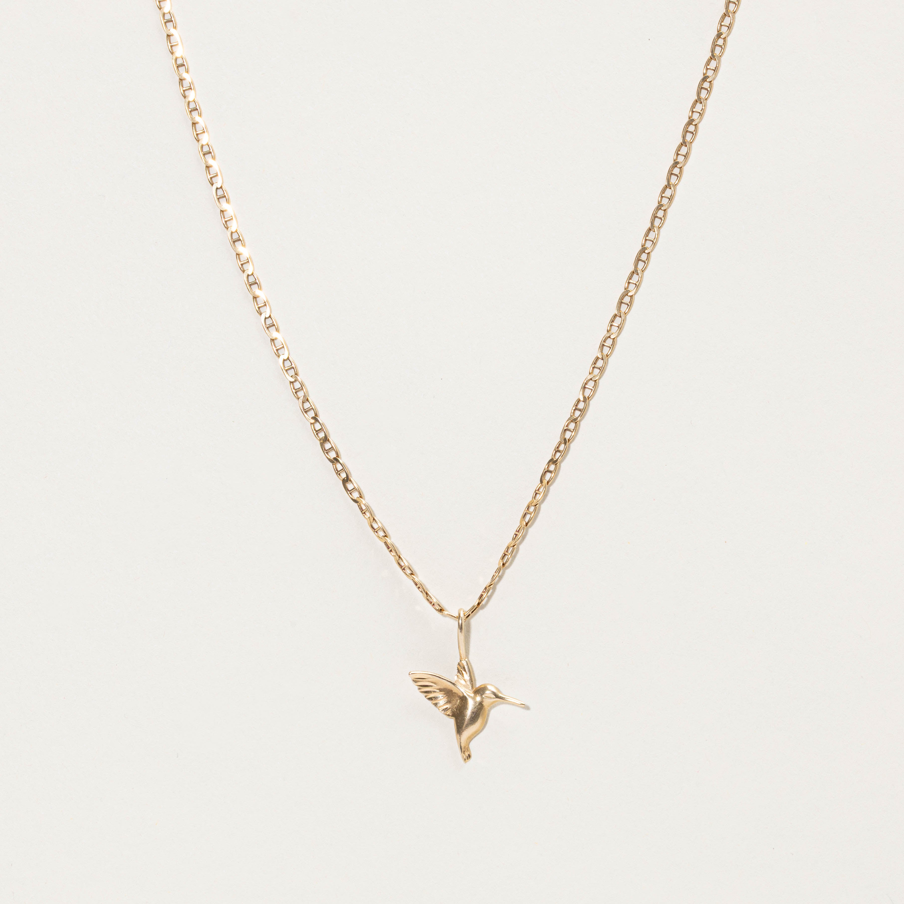 14k Hummingbird Pendant Necklace | 20"