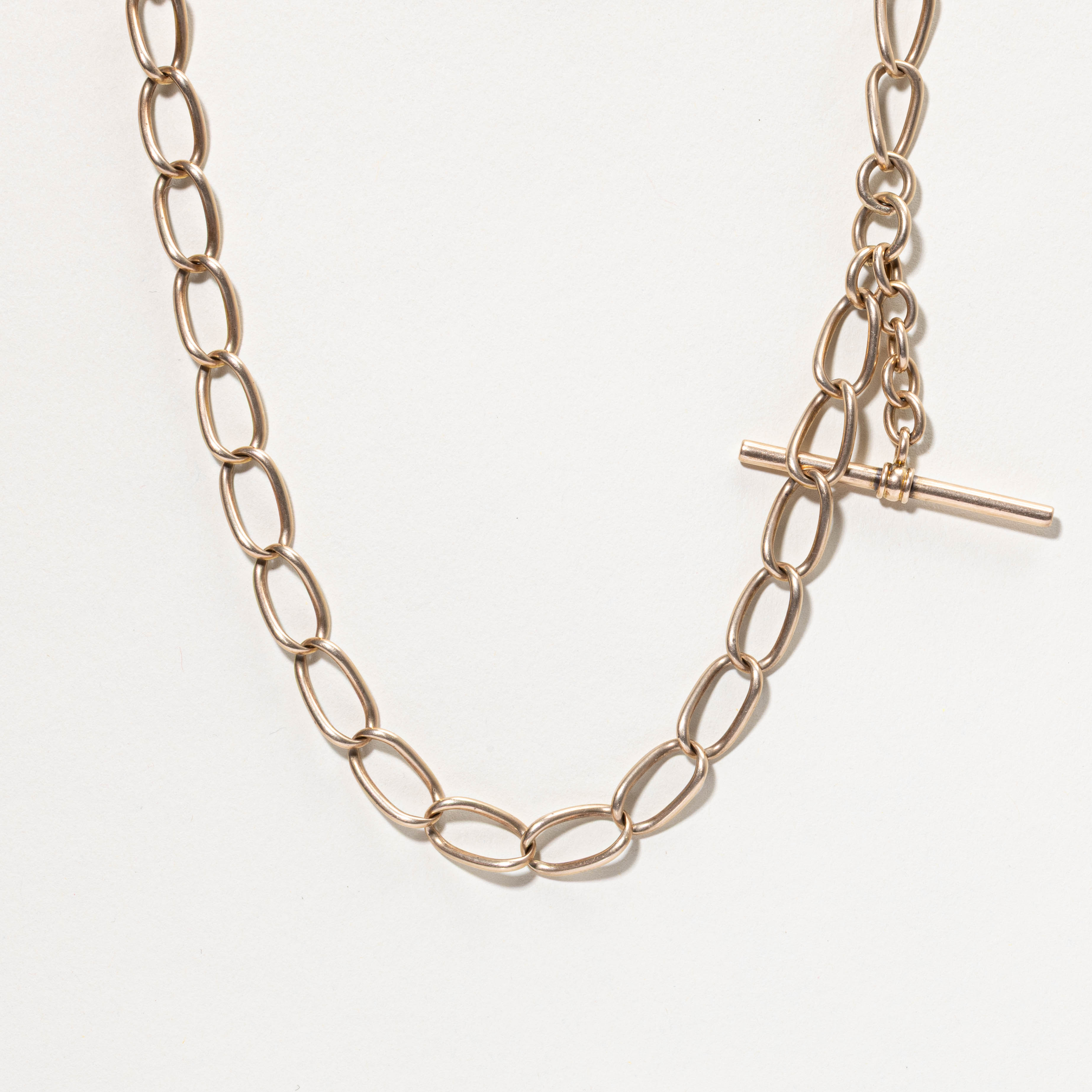 15k Horseshoe T Bar Watch Chain | 8.5mm | 14"