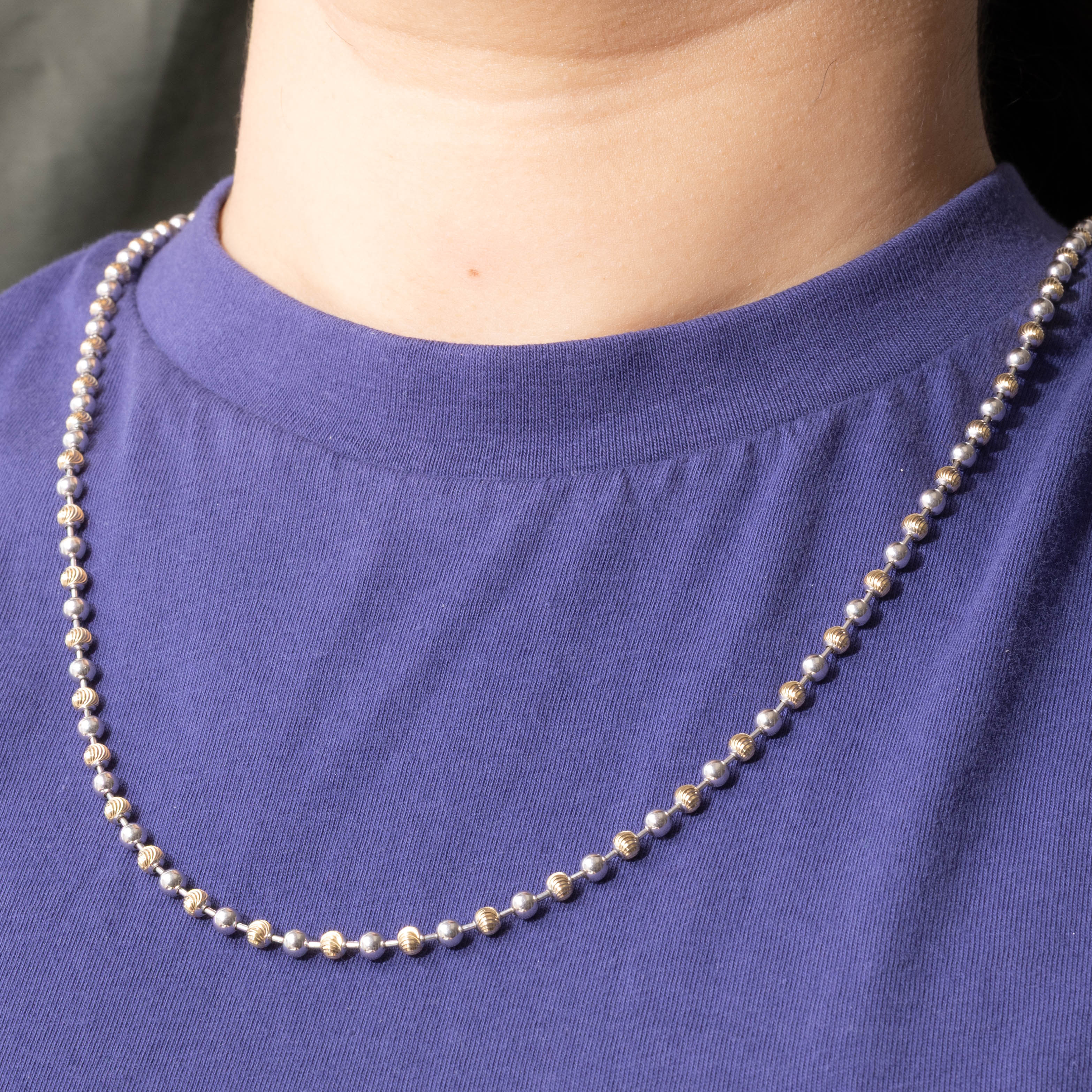 10k Two Tone Gold Bead Chain | 3.75mm | 26"