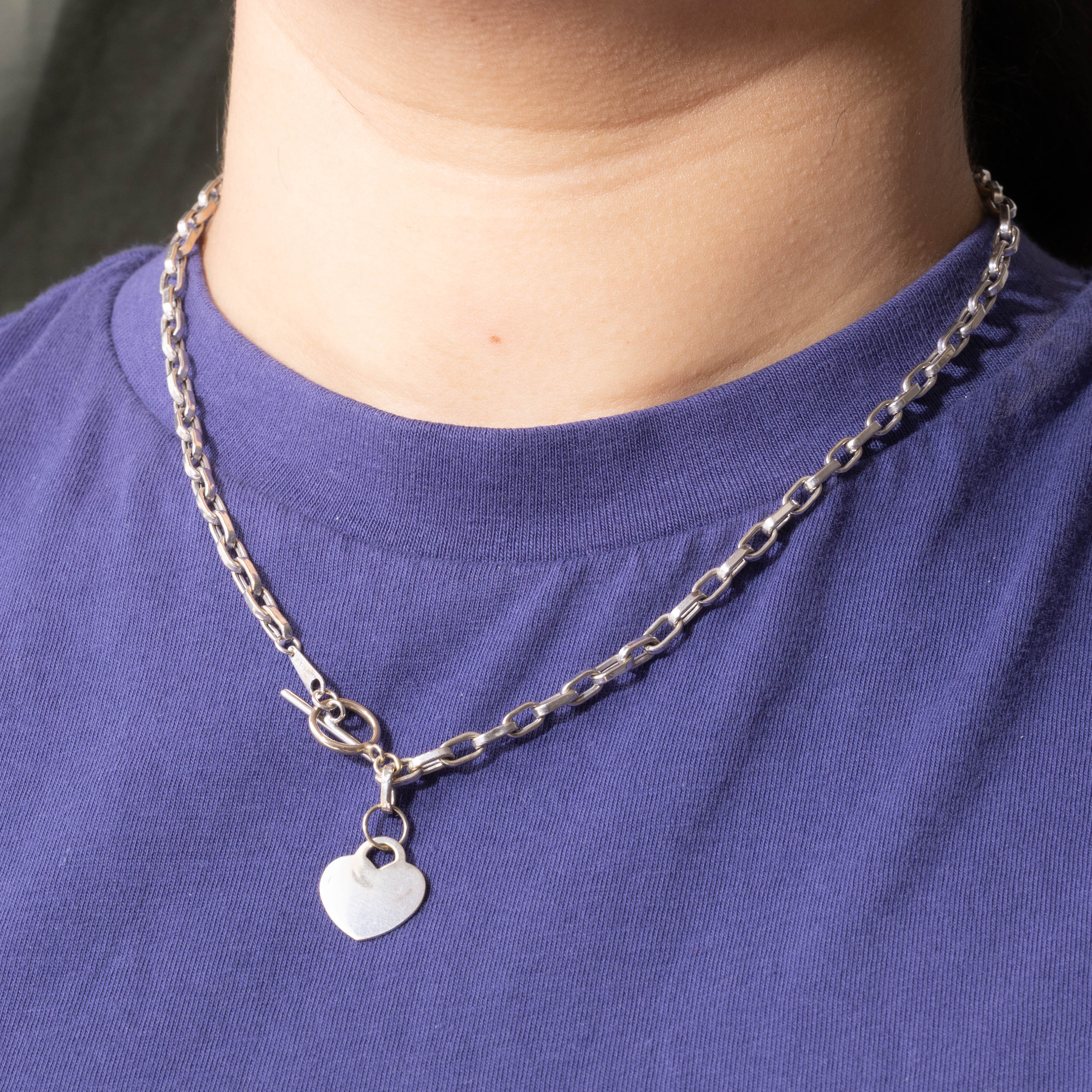 10k Heart Charm Toogle Clasp Necklace | 18"