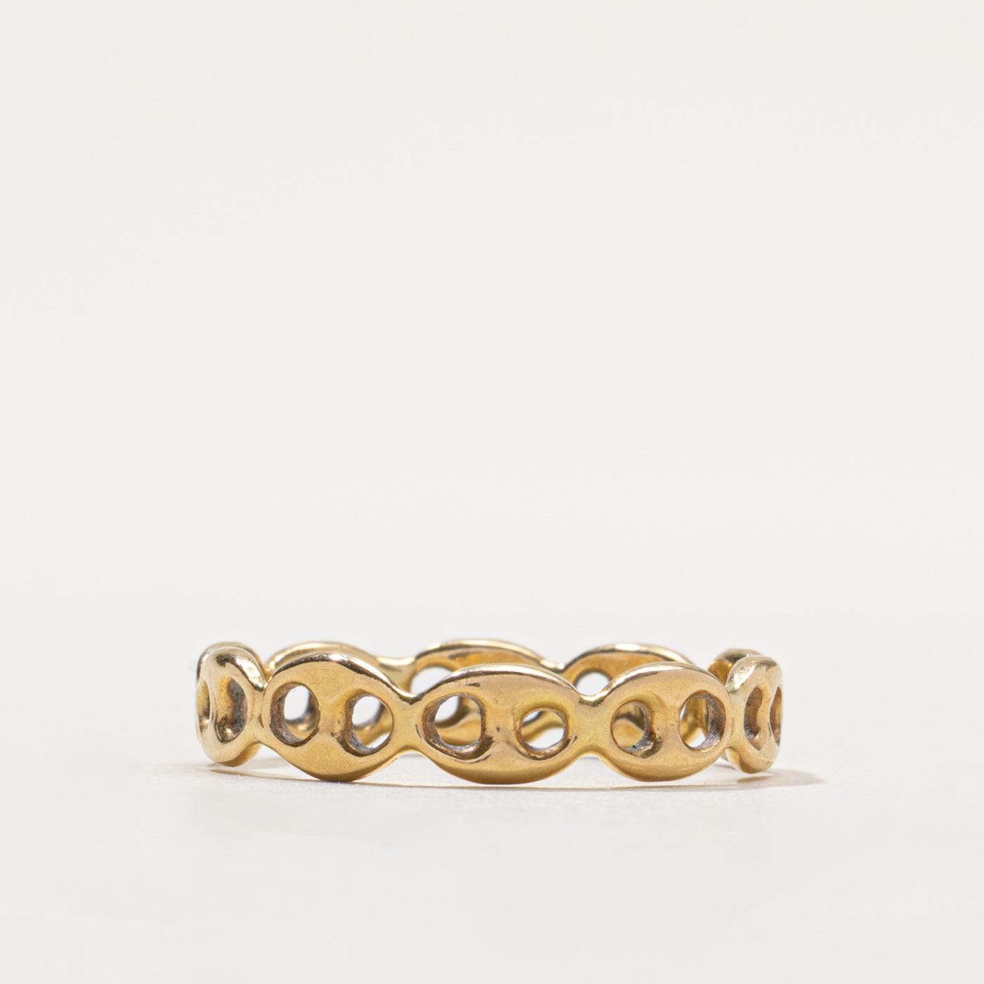 Italian 18k Anchor Chain Ring | 4.25mm | SZ 8