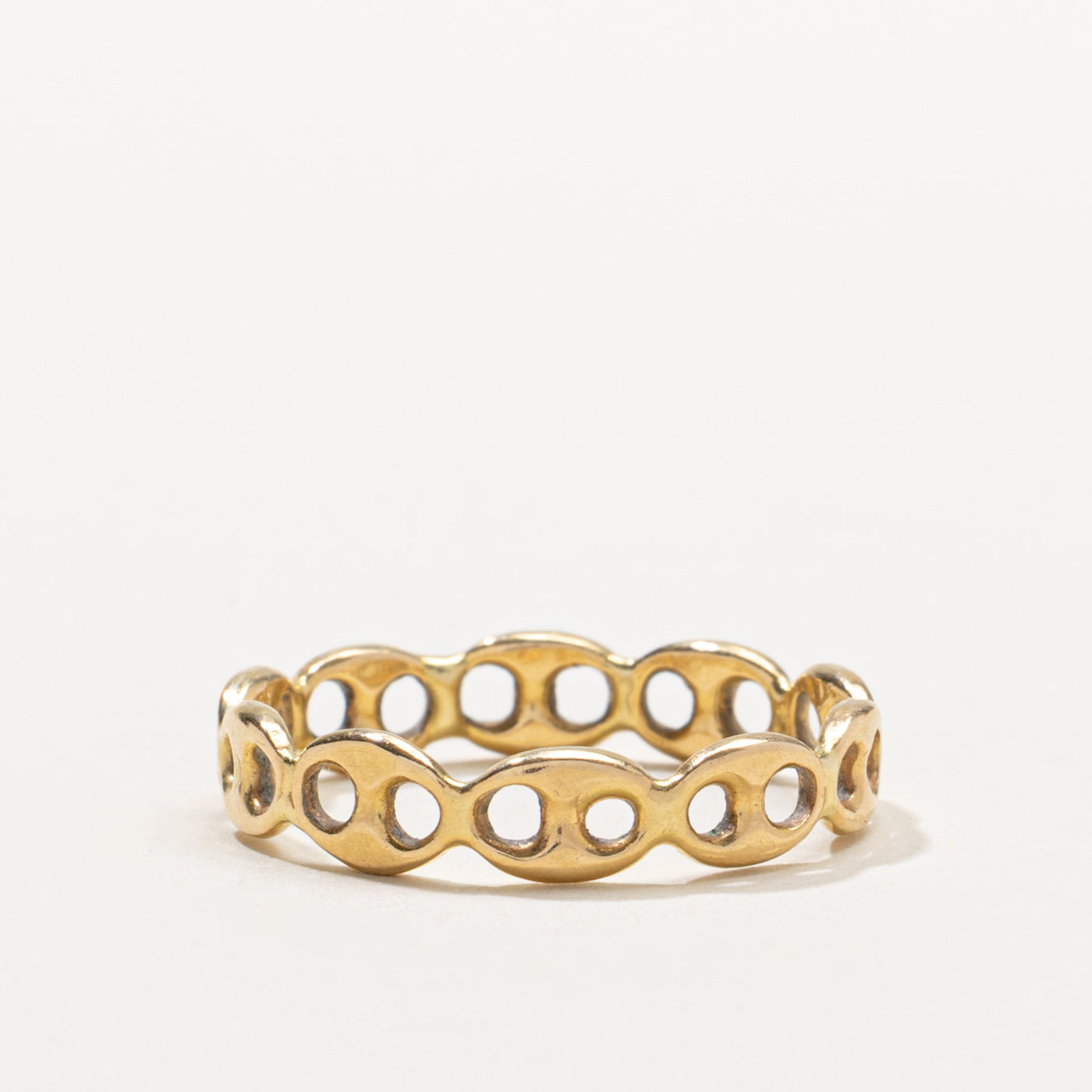 Italian 18k Anchor Chain Ring | 4.25mm | SZ 8