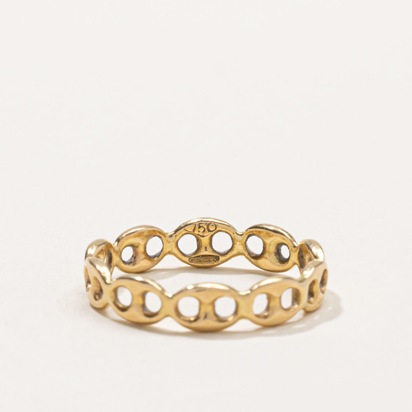 Italian 18k Anchor Chain Ring | 4.25mm | SZ 8