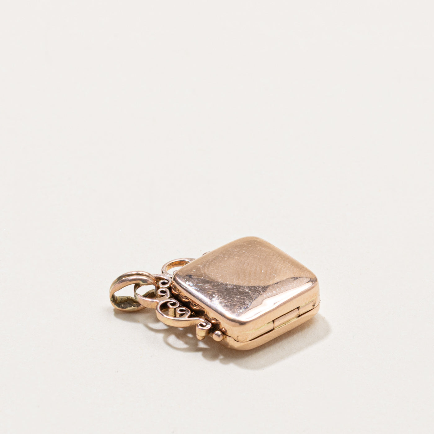 14k Antique Hammered Square Locket Pendant