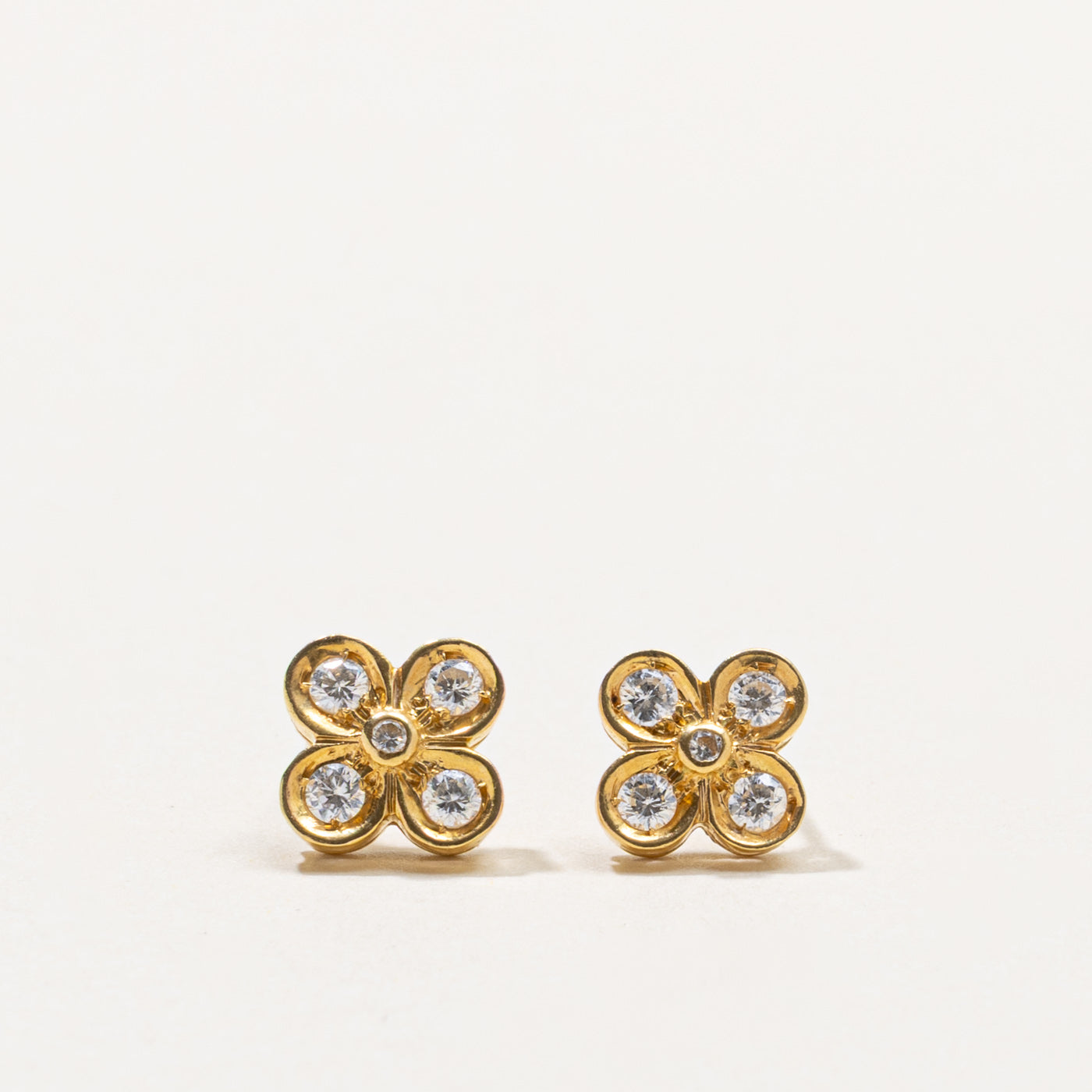 18k Diamond Clover Stud Earrings | 0.20ctw