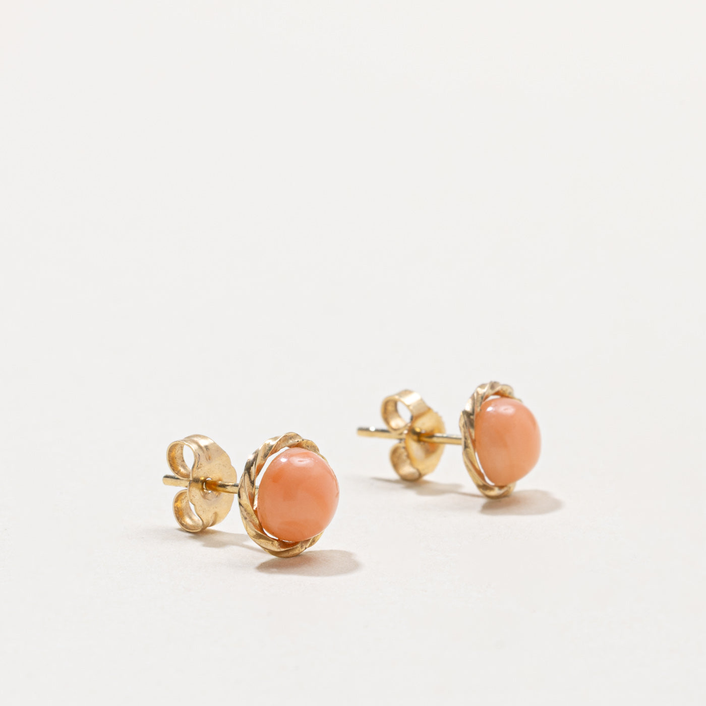 14k Coral Rope Stud Earrings | 2.0ctw