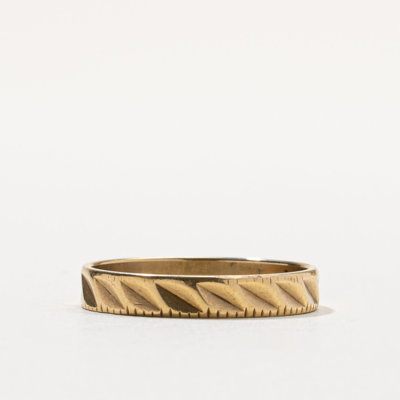 18k Yellow Gold Grooved Band | 3.40mm | SZ 7.75