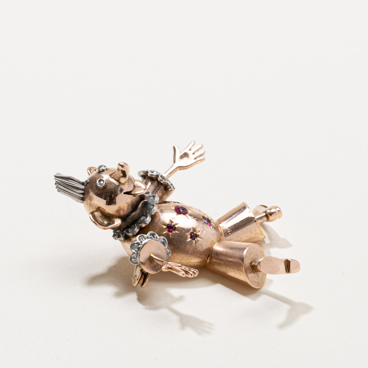 Ruby & Rose Cut Diamond Clown Brooch | 0.14ctw, 0.20ctw