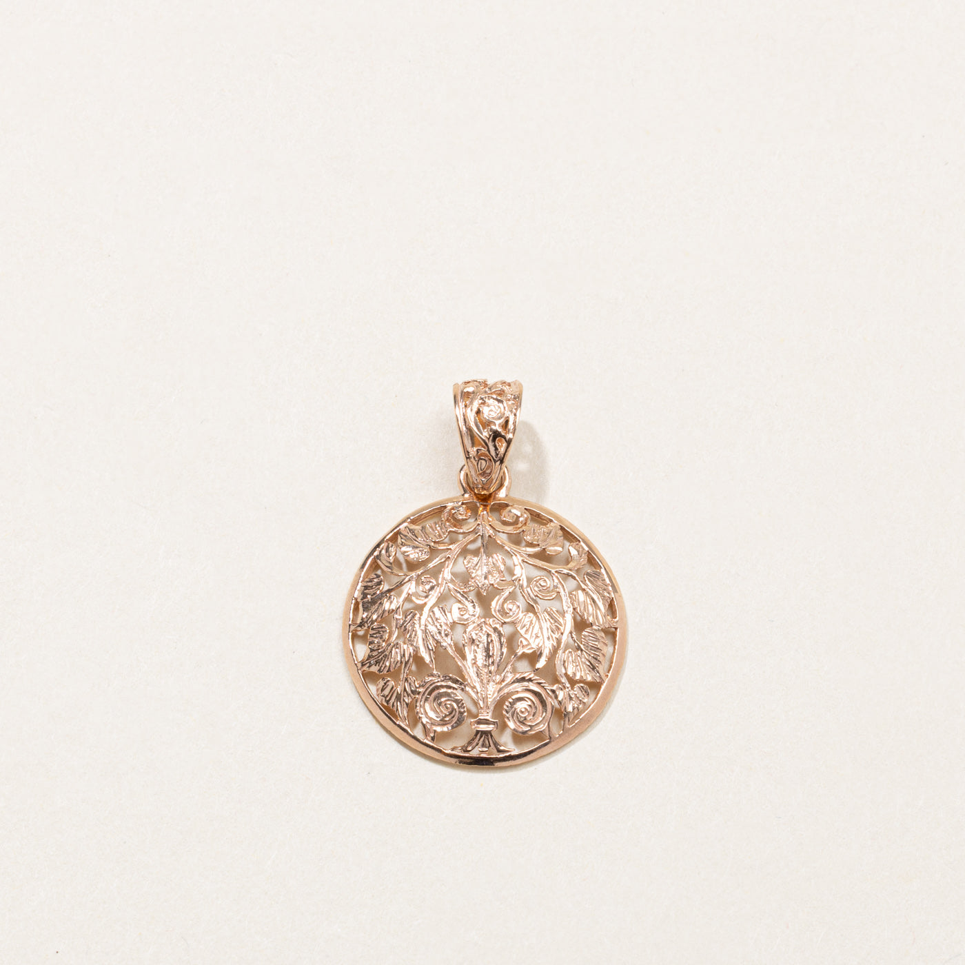 14k Rose Gold Floral Openwork Pendant
