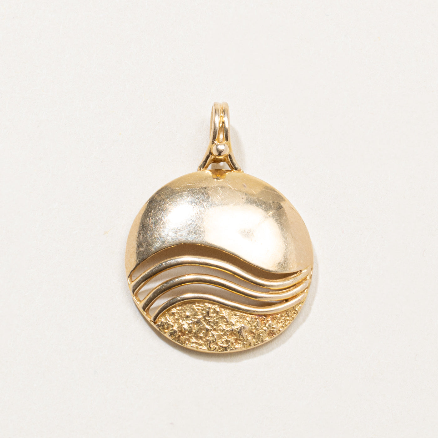 14k Wave Motif Pendant