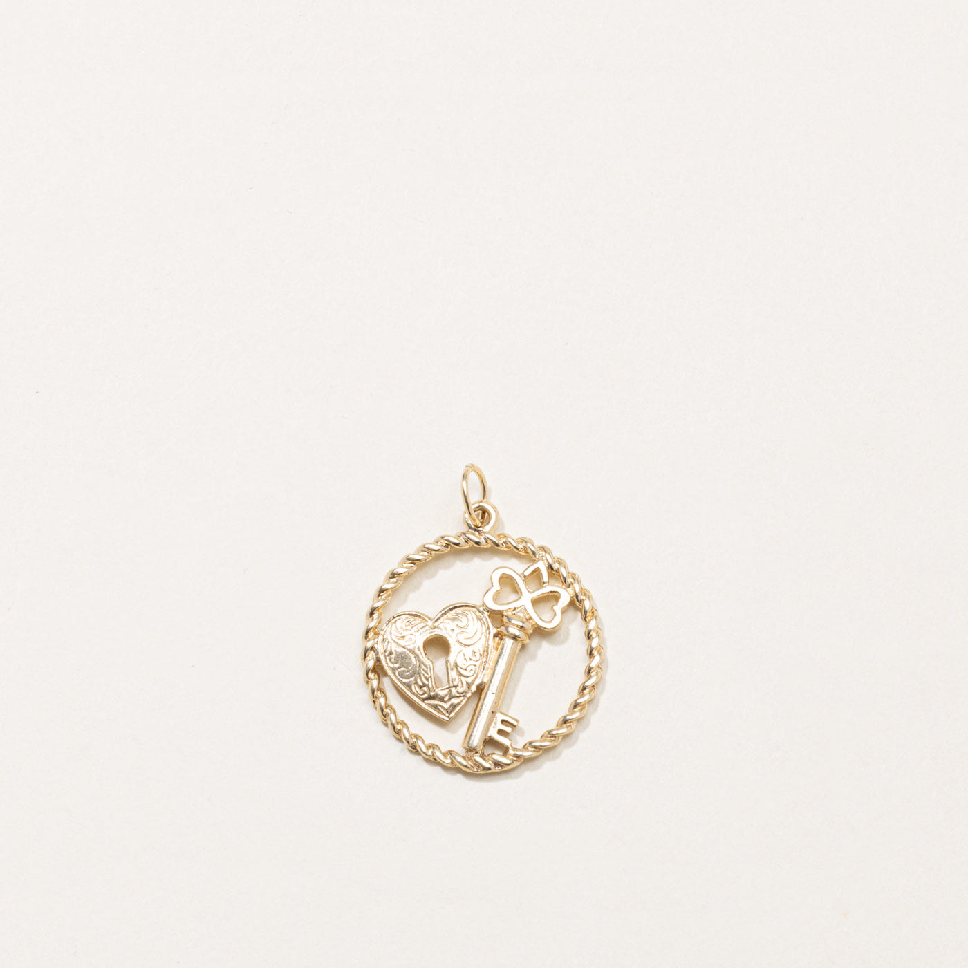 10k Heart& Key Charm
