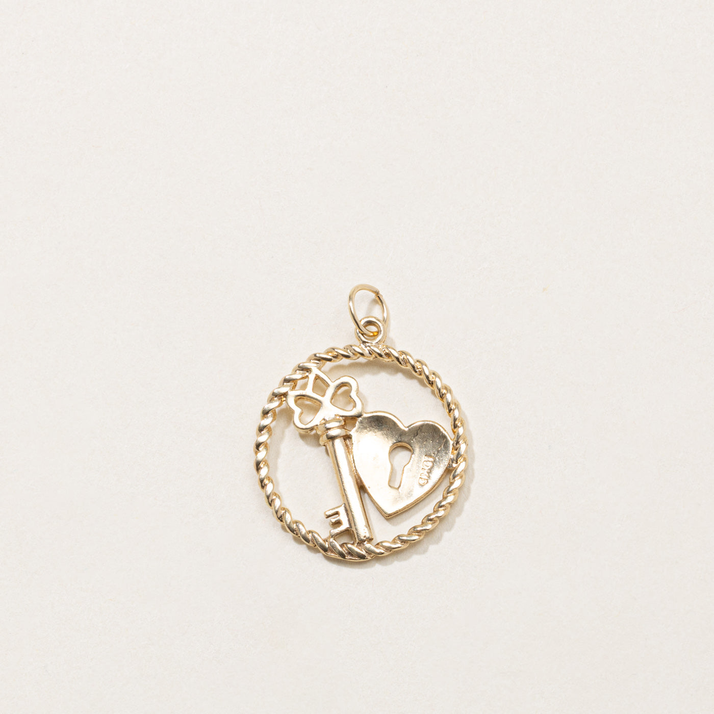 10k Heart& Key Charm