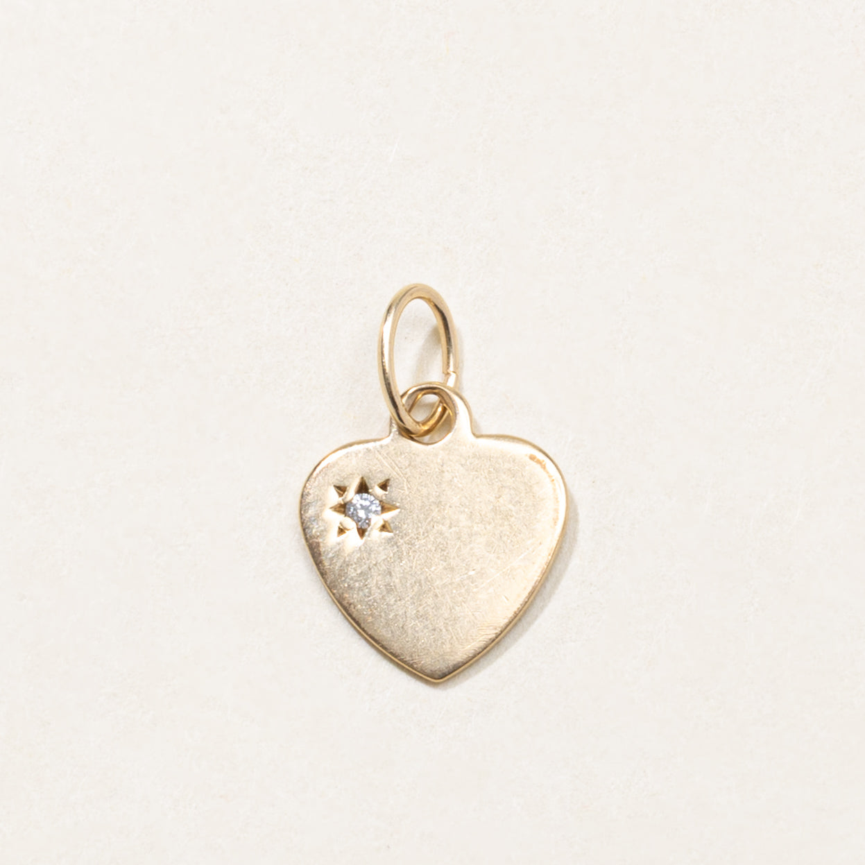 10k Star Set Diamond Heart Charm