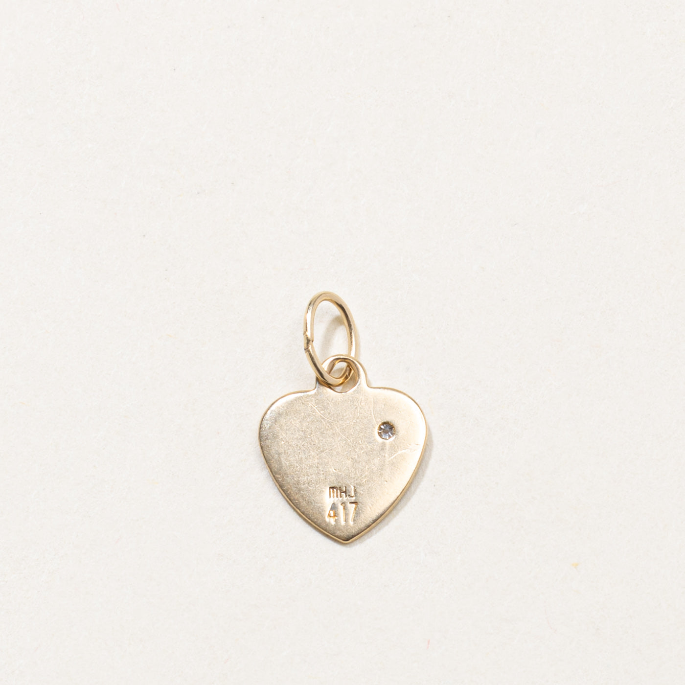 10k Star Set Diamond Heart Charm